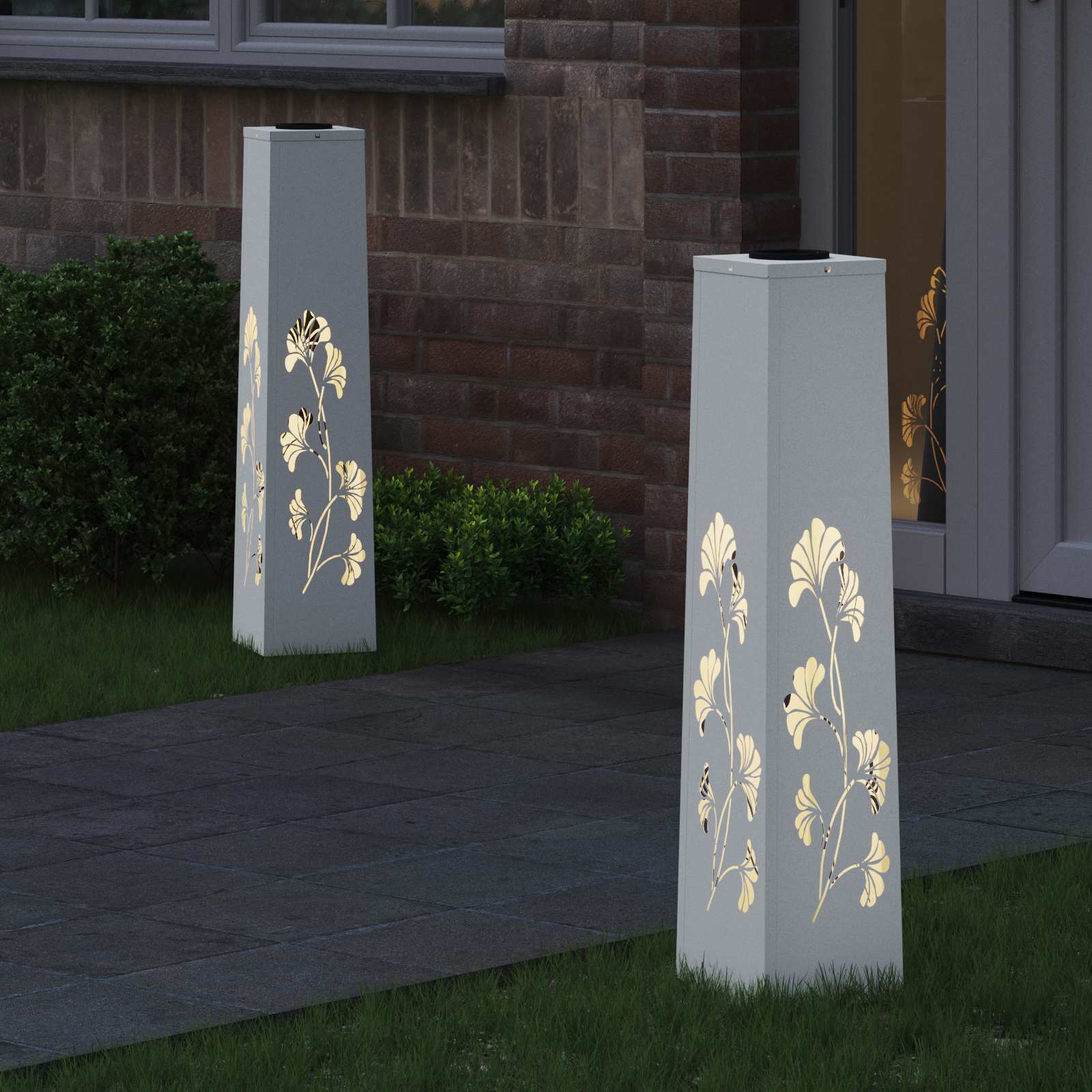Solar LED Pad Licht 2 st Warmwit 18 x 18 x 80 cm