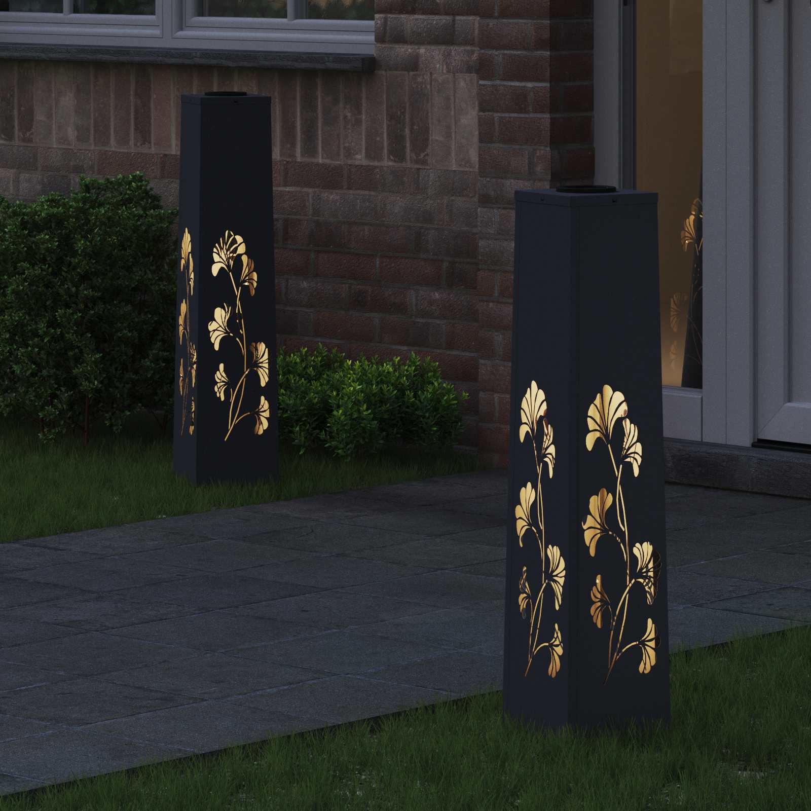 Solar LED Pad Licht 2 st Warmwit 18 x 18 x 80 cm