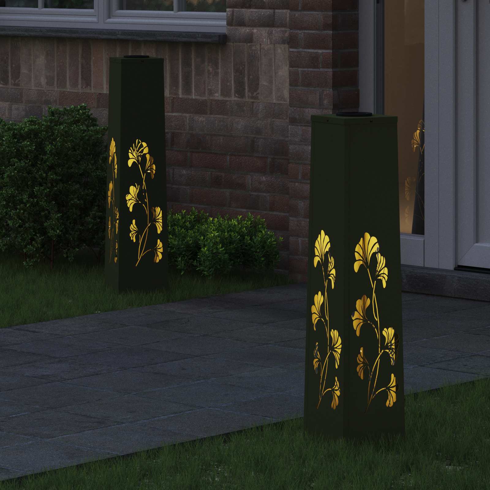 Solar LED Pad Licht 2 st Warmwit 18 x 18 x 80 cm