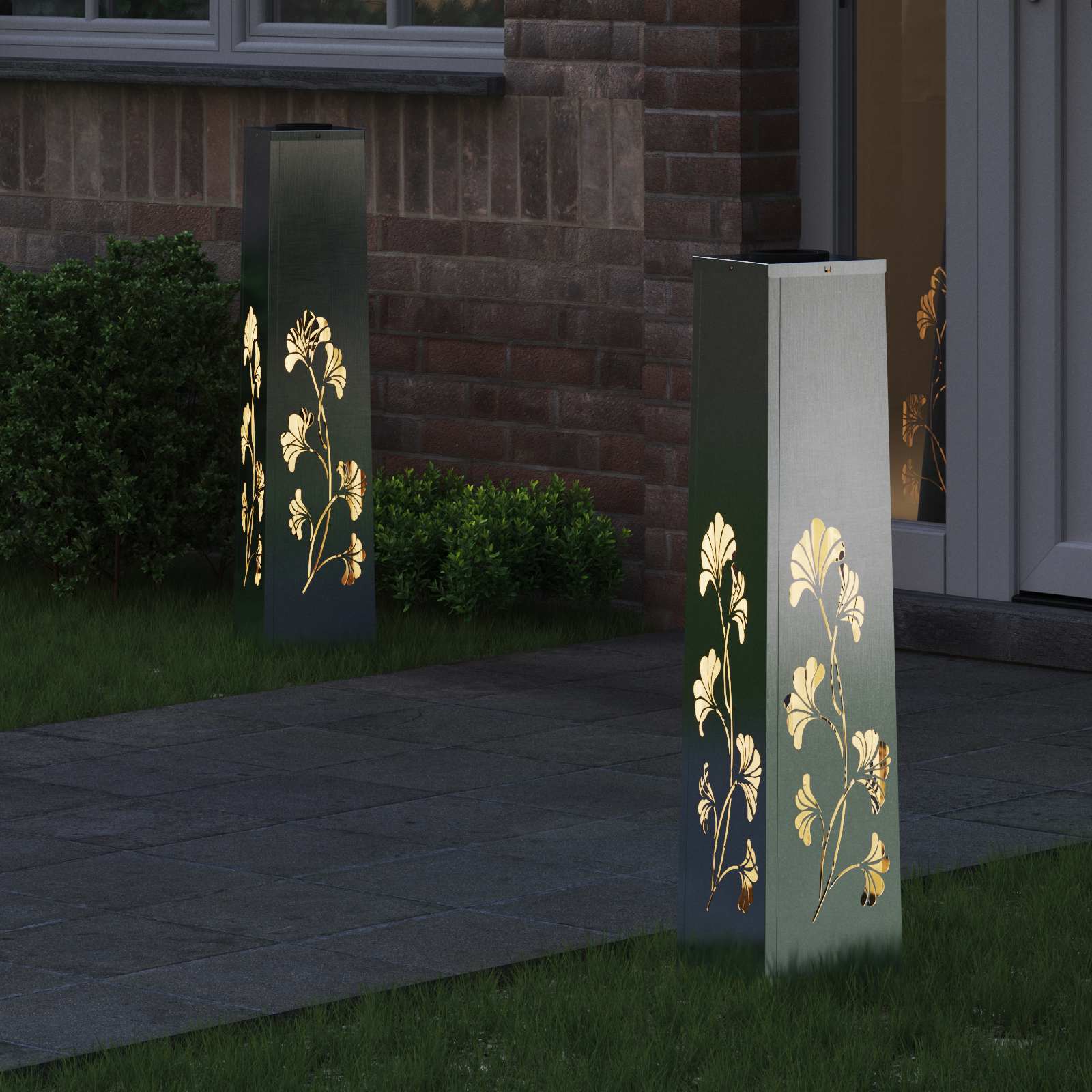 Solar LED Pad Licht 2 st Warmwit 18 x 18 x 80 cm