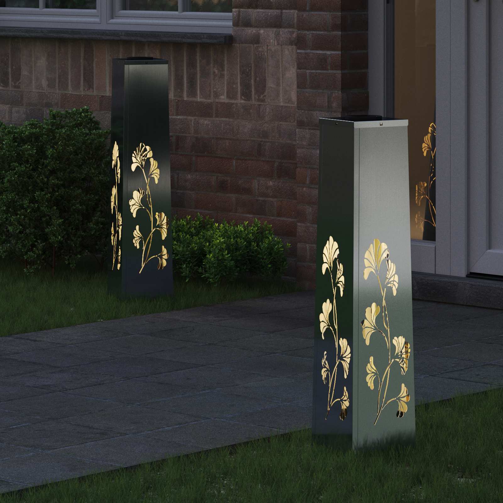 Solar LED Pad Licht 2 st Warmwit 18 x 18 x 80 cm