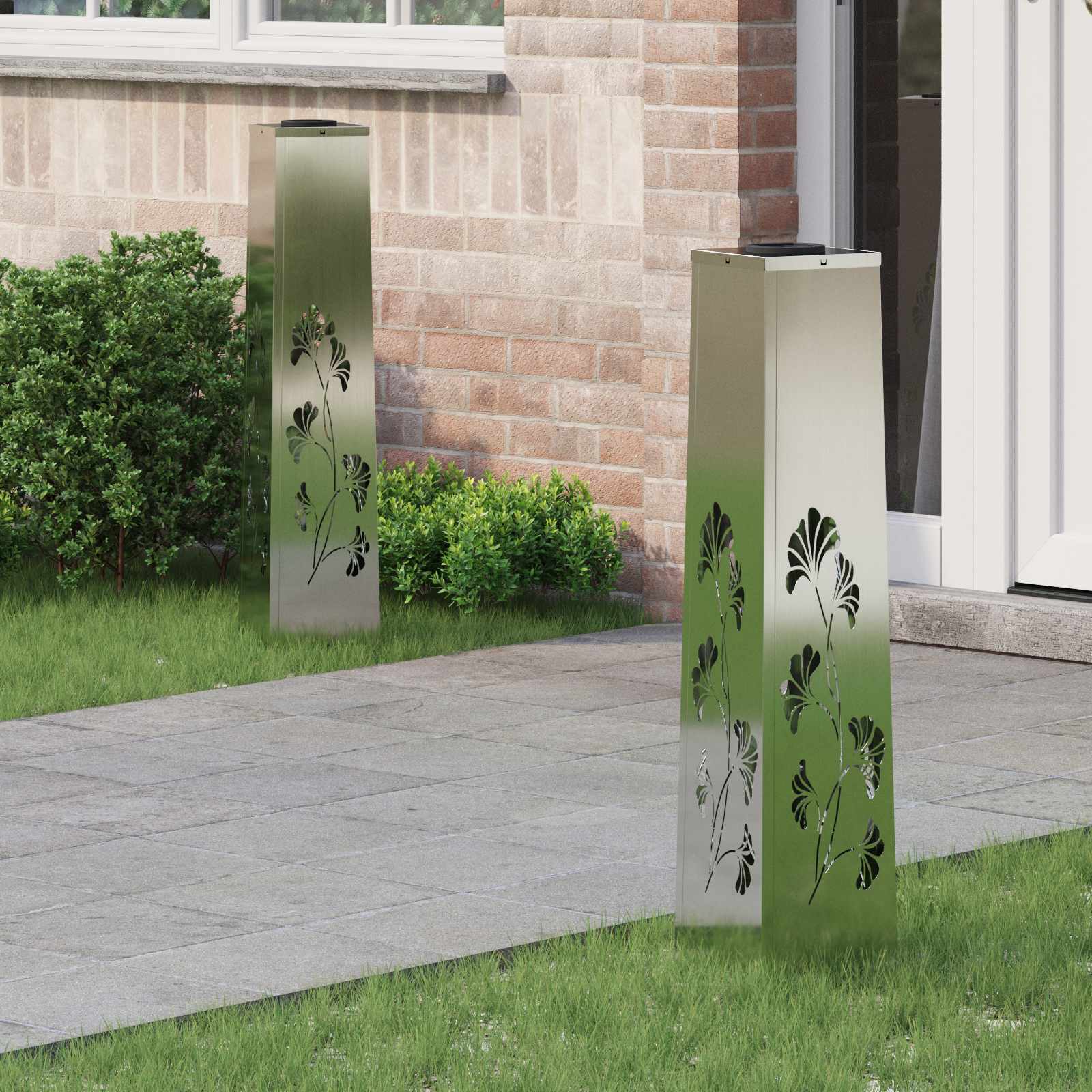 Solar LED Pad Licht 2 st Warmwit 18 x 18 x 80 cm