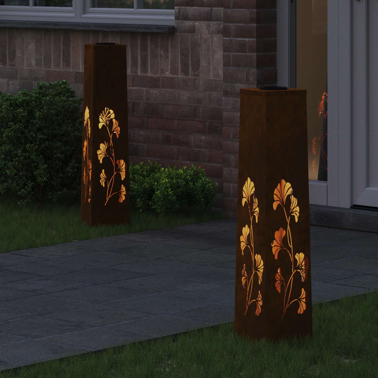 Solar LED Pad Licht 2 st Warmwit 18 x 18 x 80 cm