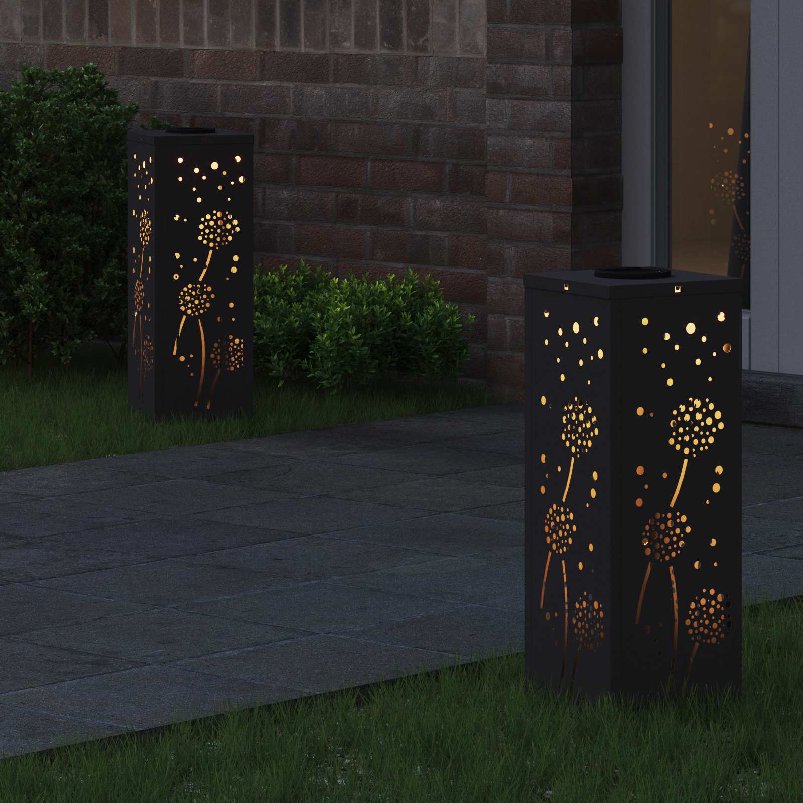 Solar LED Pad Licht 2 st Warmwit 18 x 18 x 50 cm