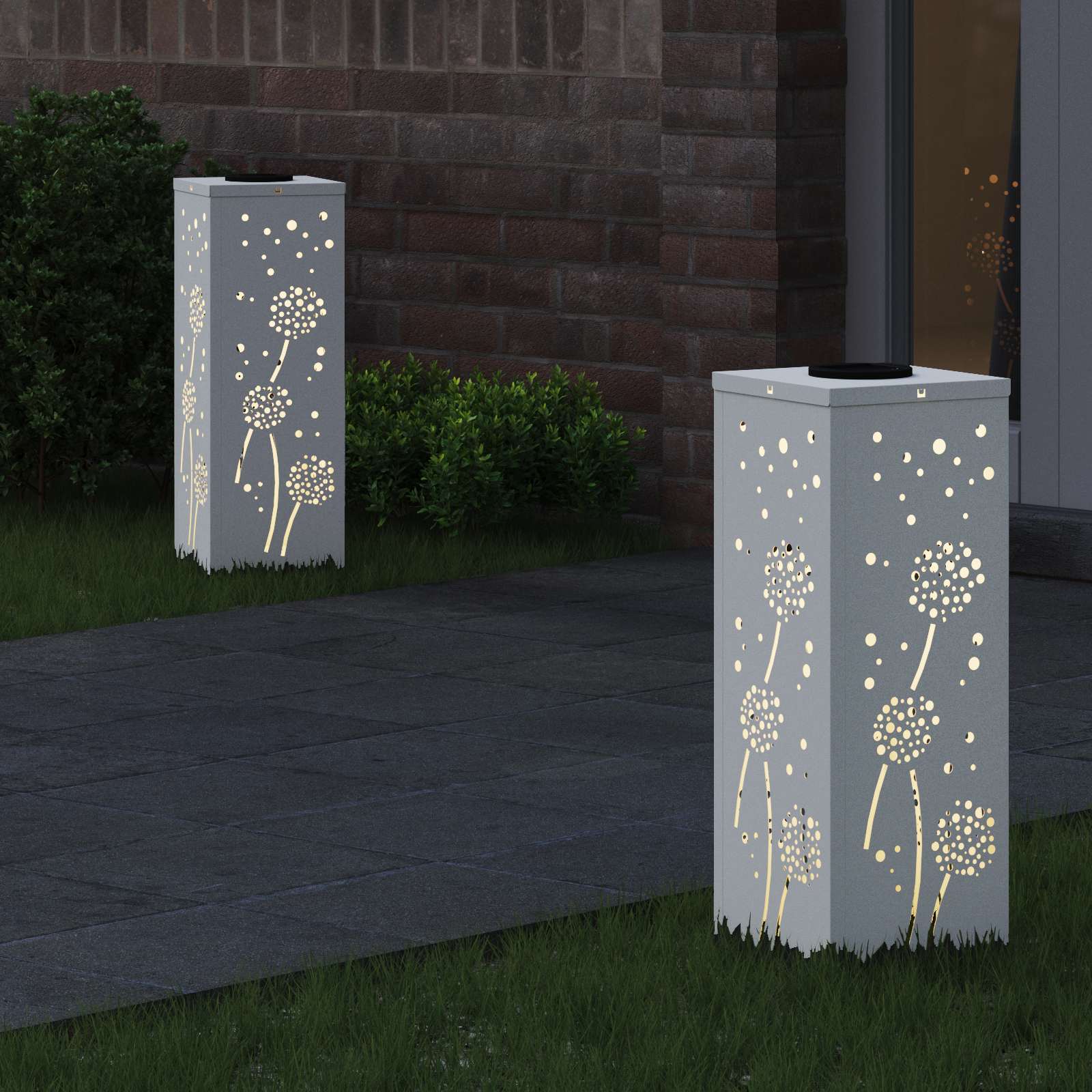 Solar LED Pad Licht 2 st Warmwit 18 x 18 x 50 cm
