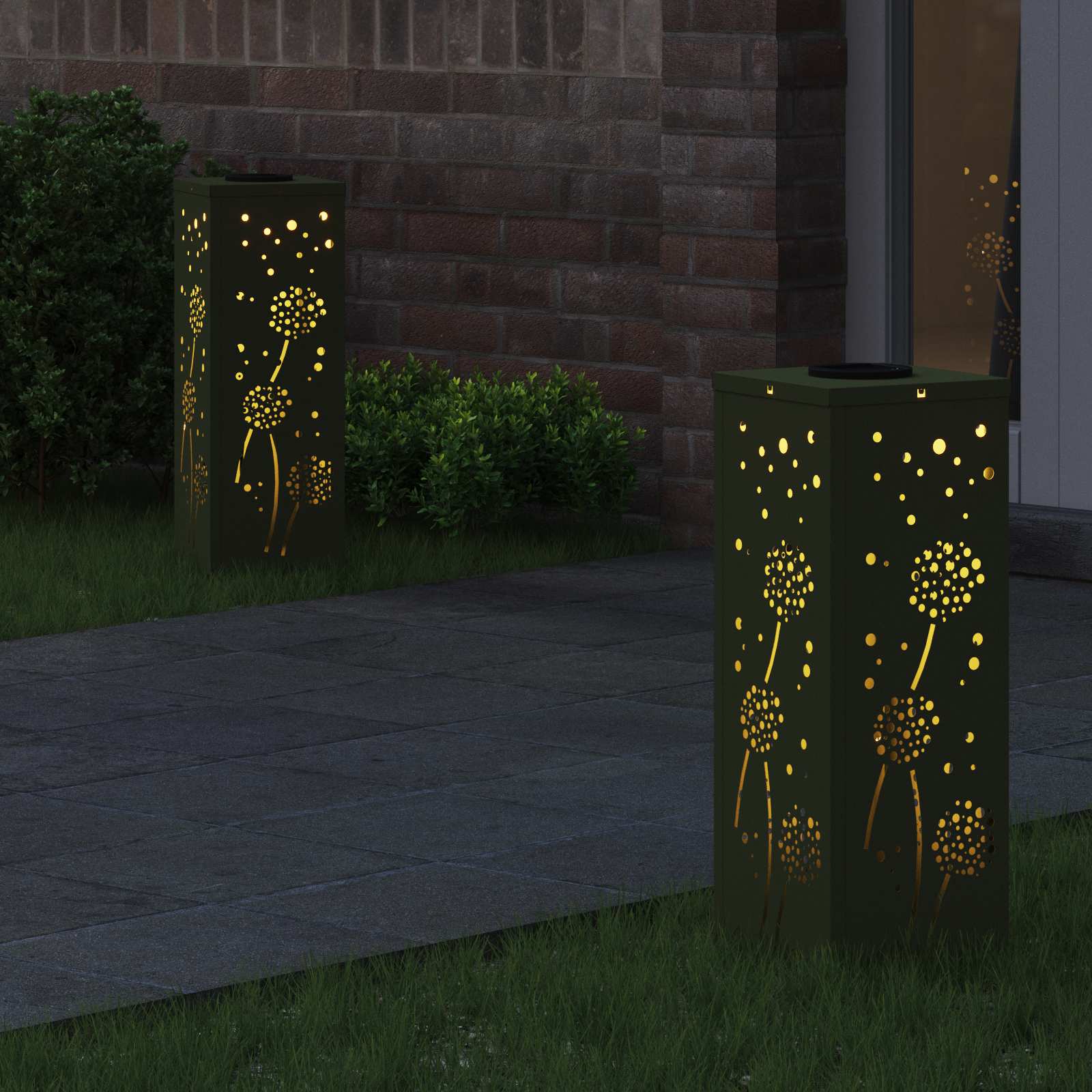 Solar LED Pad Licht 2 st Warmwit 18 x 18 x 50 cm