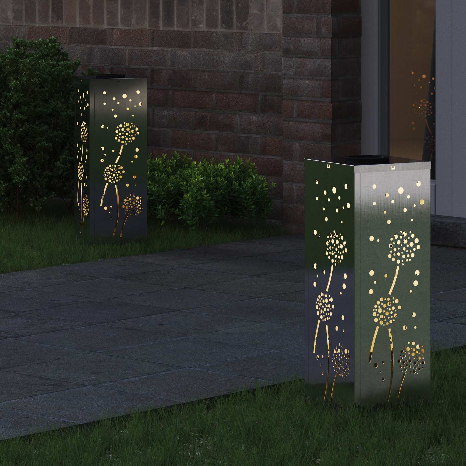 Solar LED Pad Licht 2 st Warmwit 18 x 18 x 50 cm