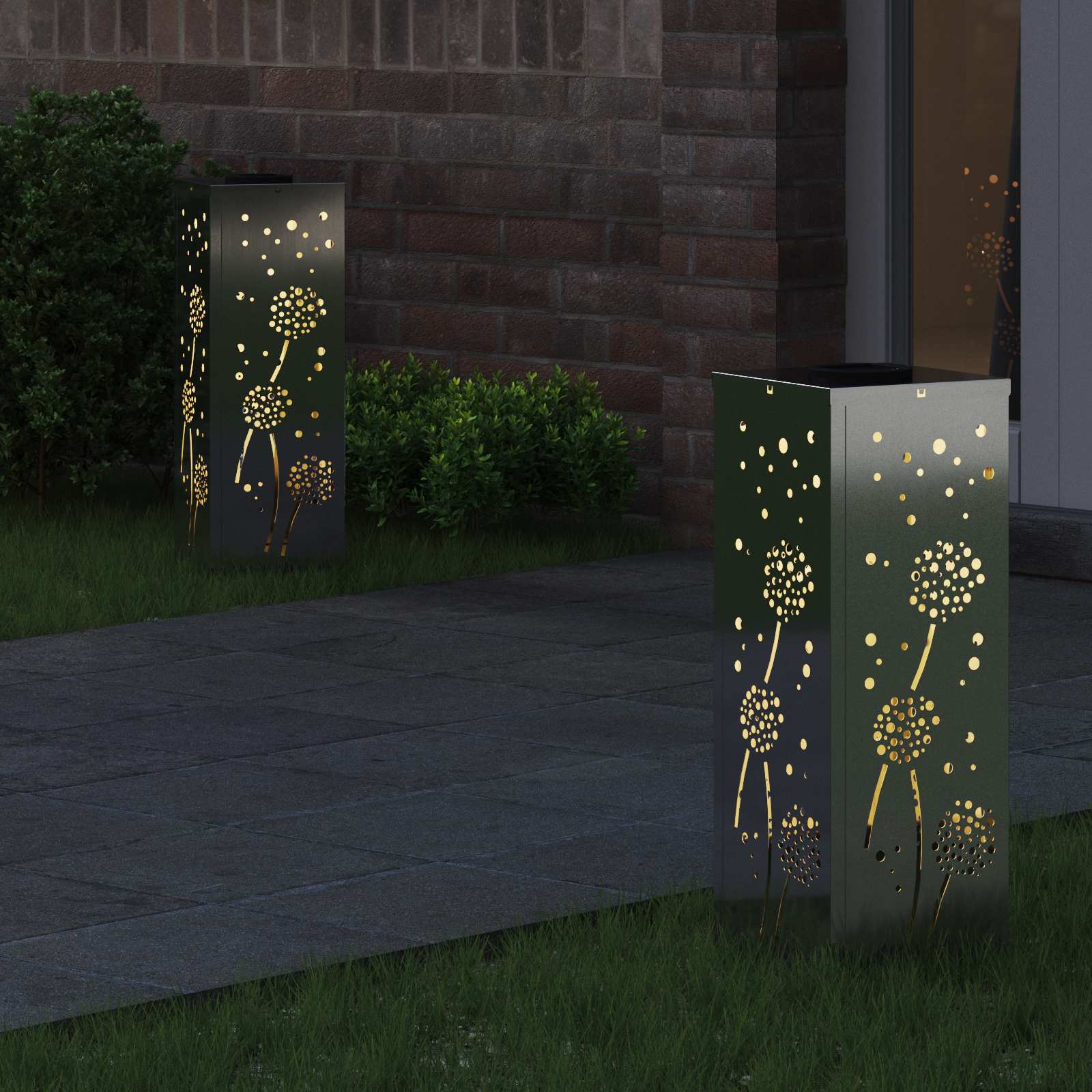 Solar LED Pad Licht 2 st Warmwit 18 x 18 x 50 cm