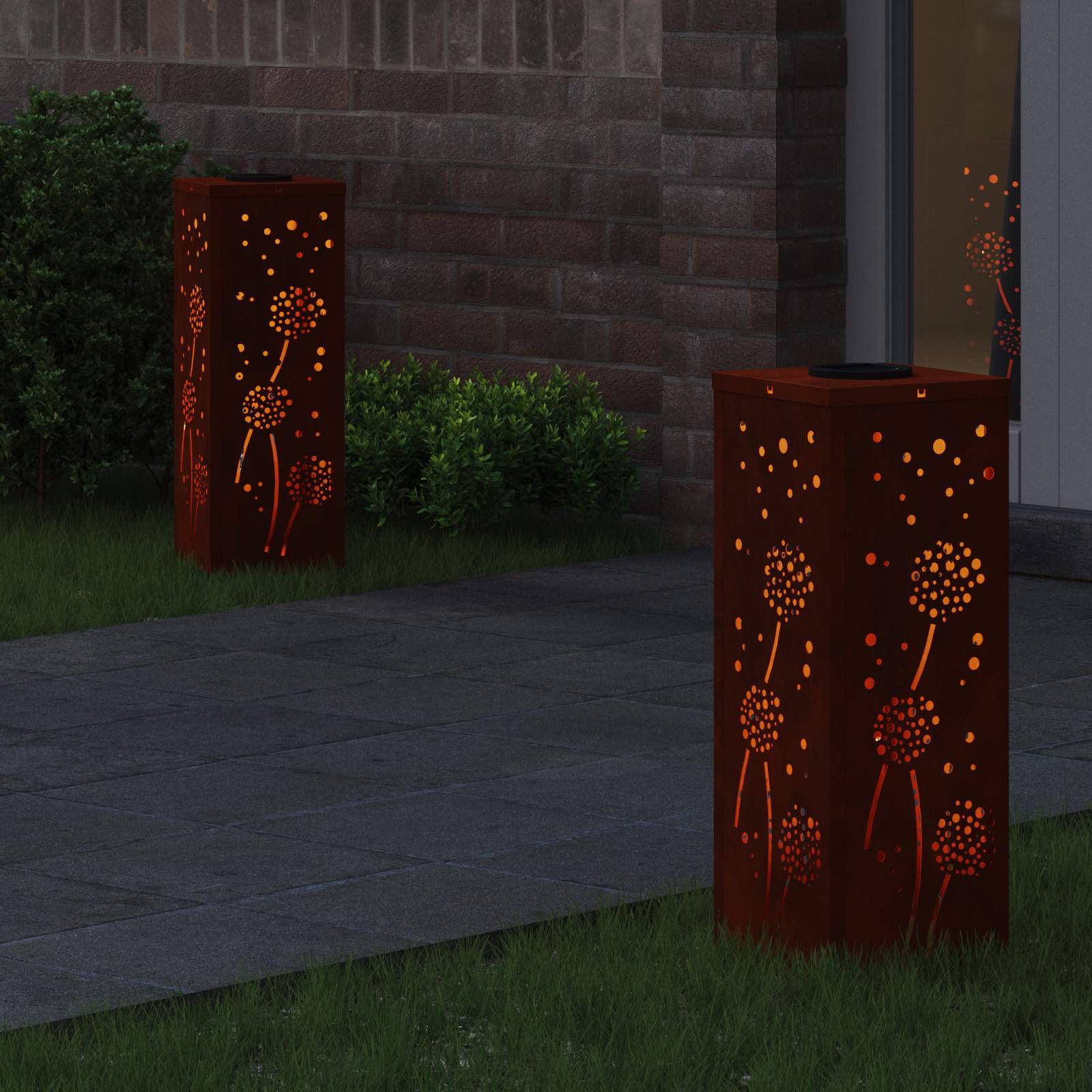 Solar LED Pad Licht 2 st Warmwit 18 x 18 x 50 cm