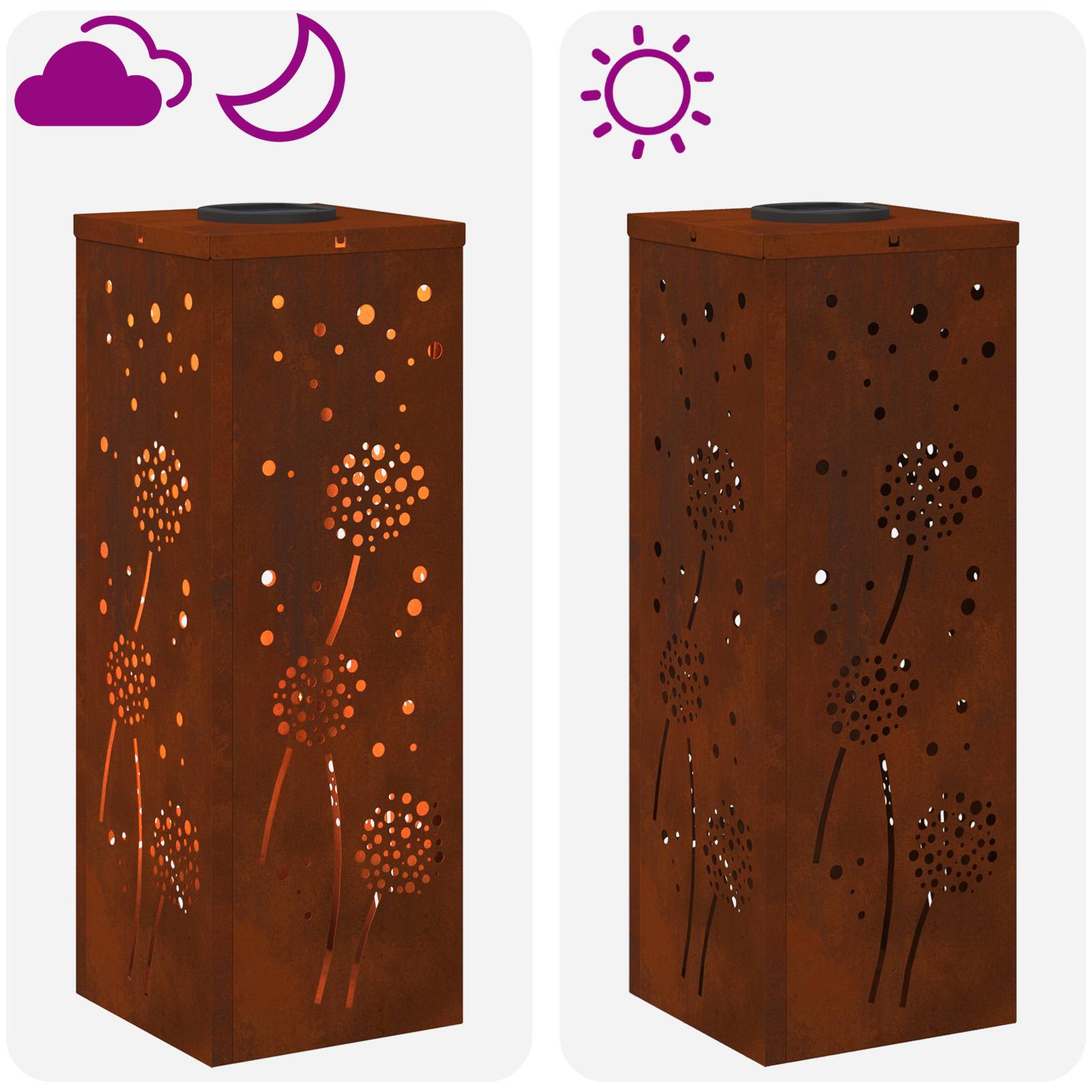 Solar LED Pad Licht 2 st Warmwit 18 x 18 x 50 cm