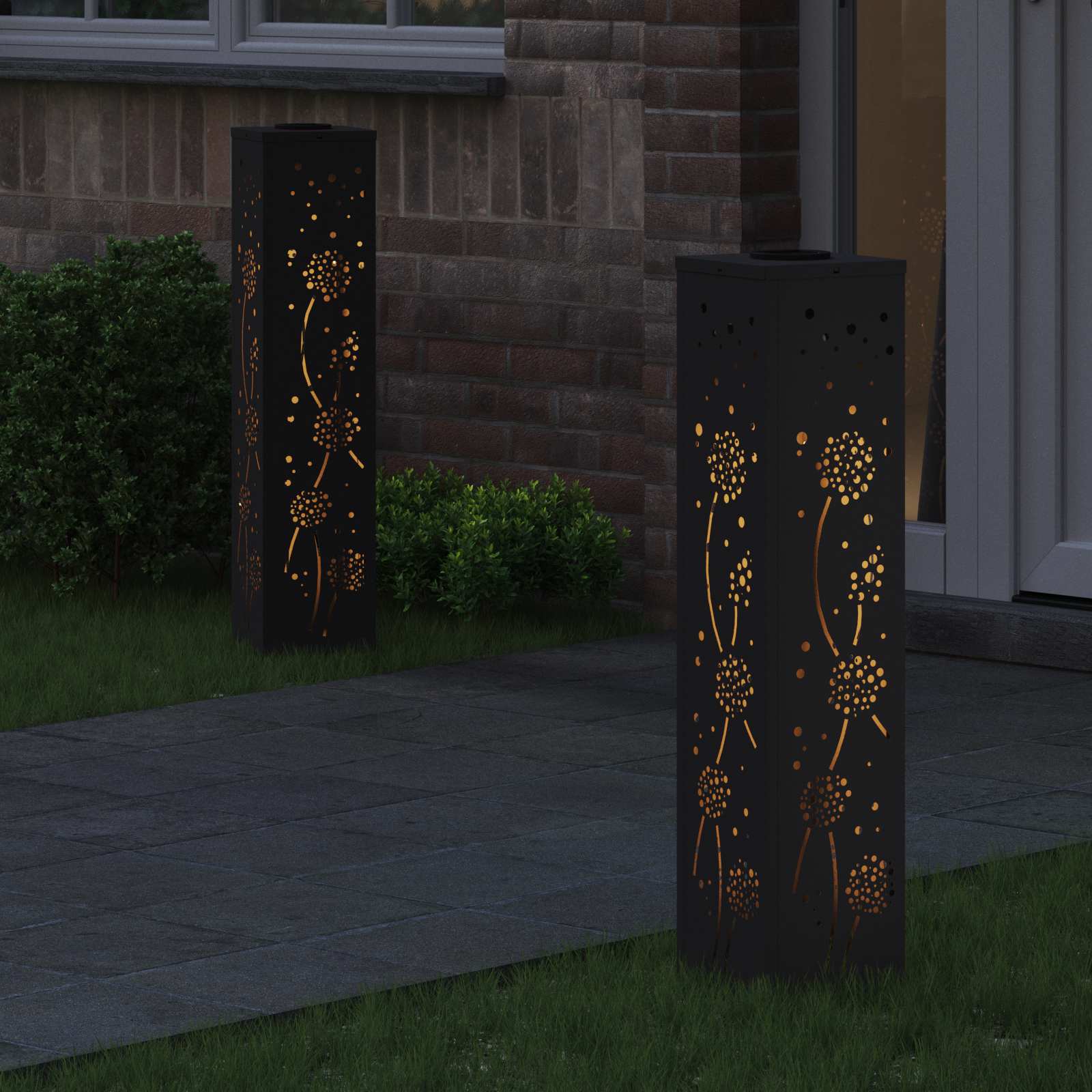 Solar LED Pad Licht 2 st Warmwit 18 x 18 x 80 cm