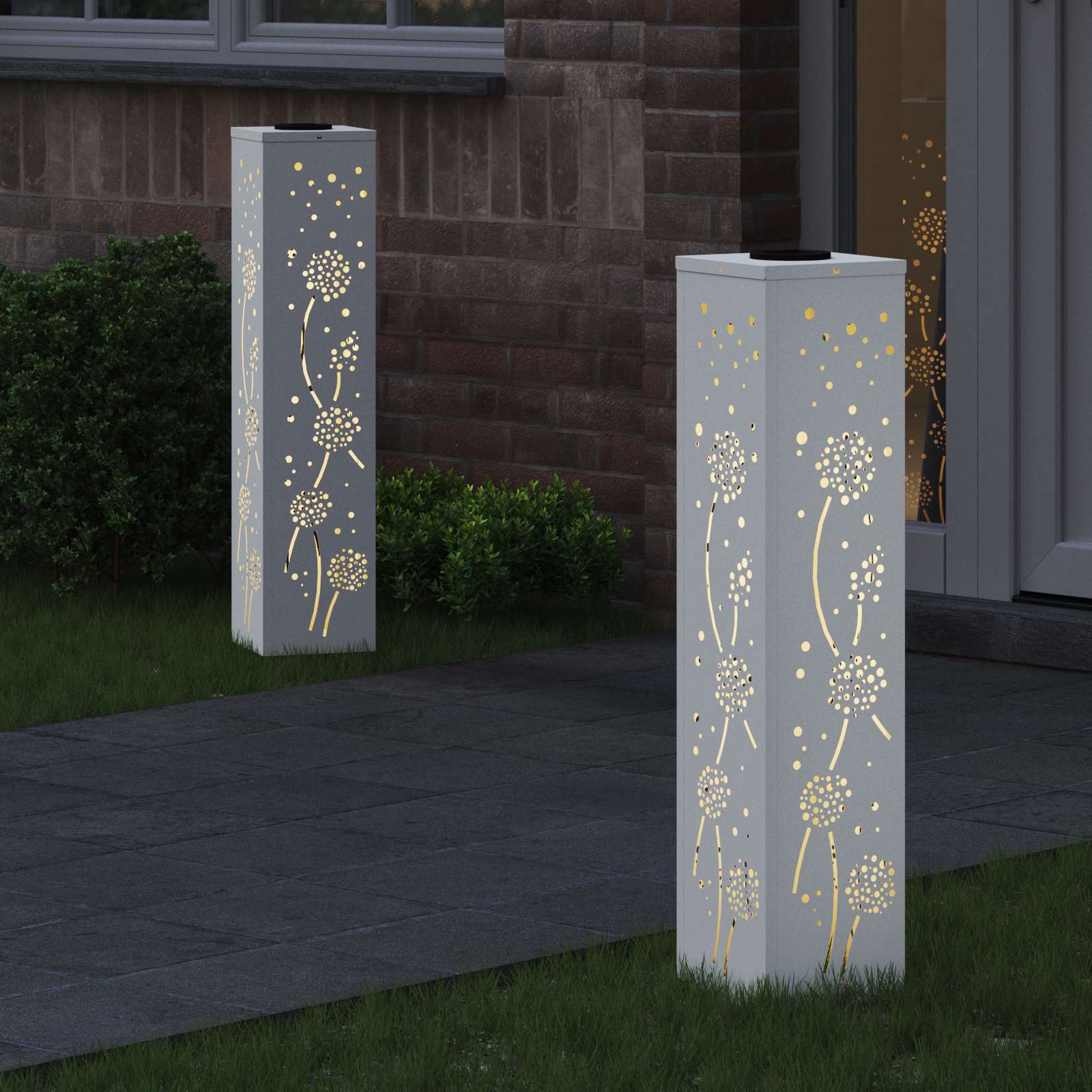 Solar LED Pad Licht 2 st Warmwit 18 x 18 x 80 cm