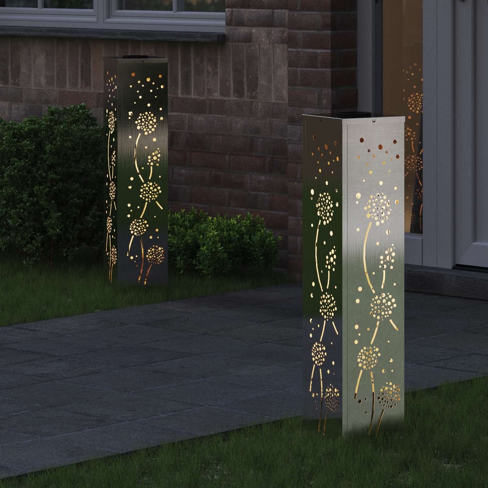 Solar LED Pad Licht 2 st Warmwit 18 x 18 x 80 cm