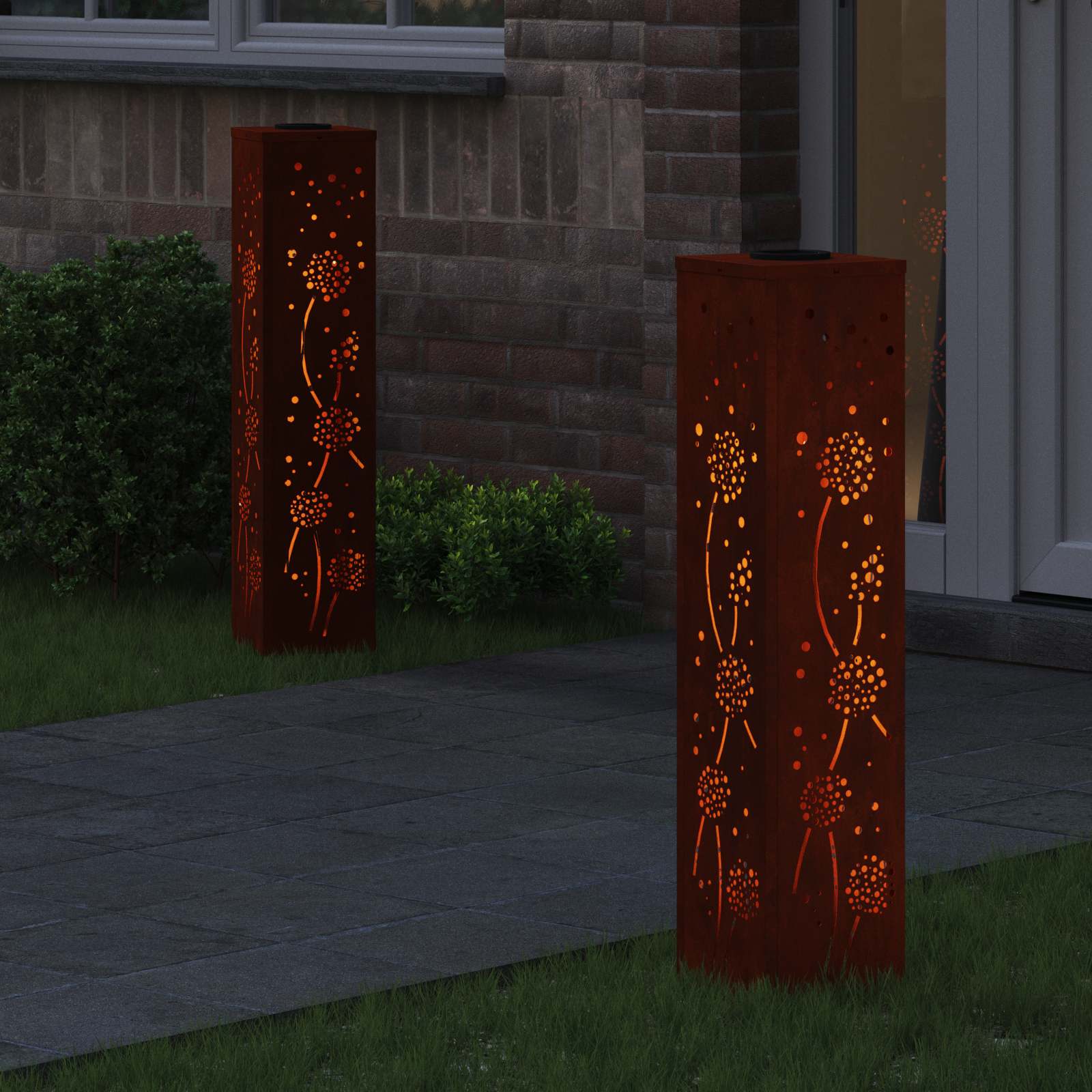 Solar LED Pad Licht 2 st Warmwit 18 x 18 x 80 cm