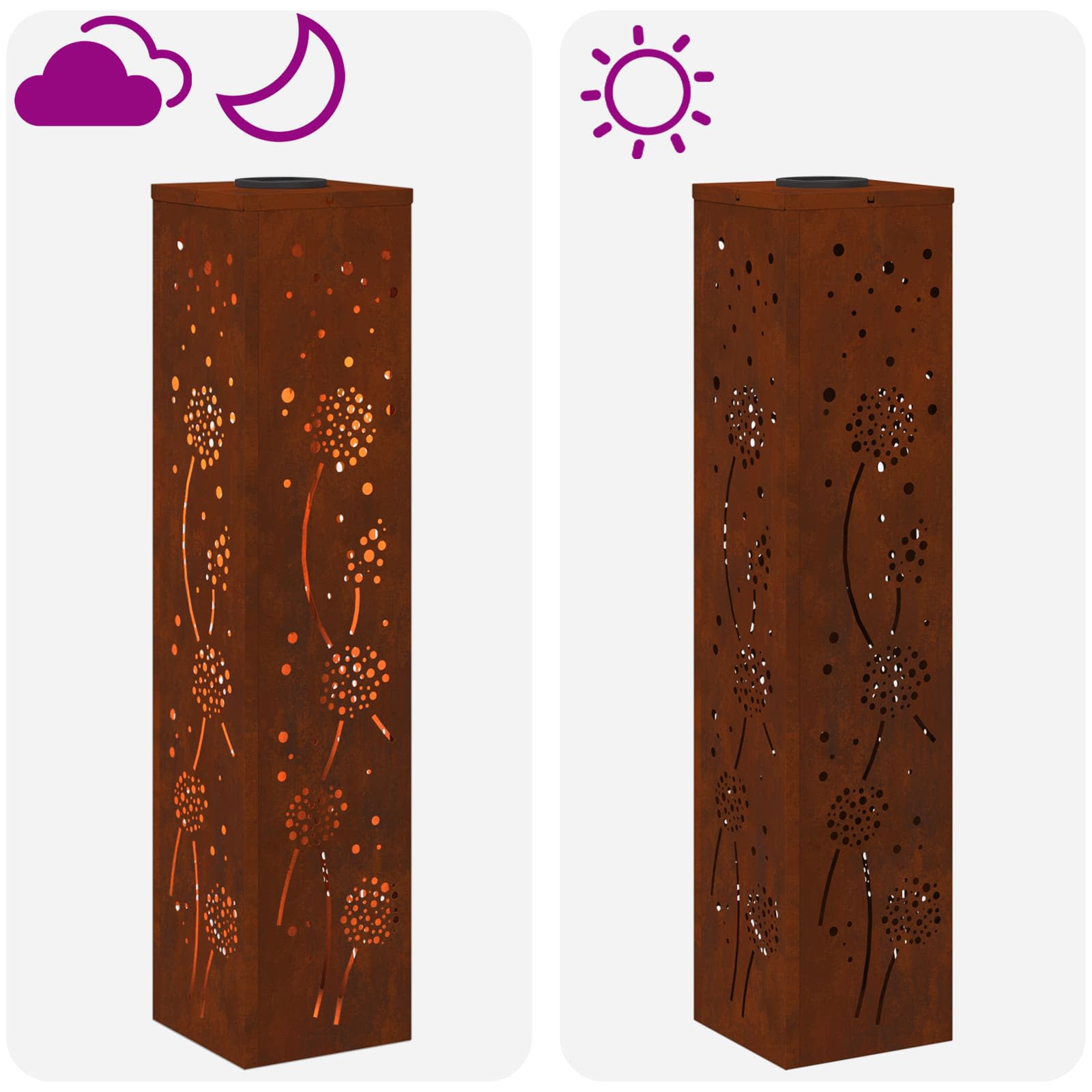 Solar LED Pad Licht 2 st Warmwit 18 x 18 x 80 cm