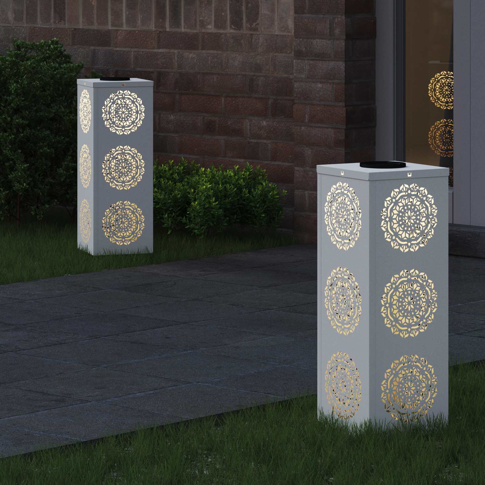 Solar LED Pad Licht 2 st Warmwit 18 x 18 x 50 cm