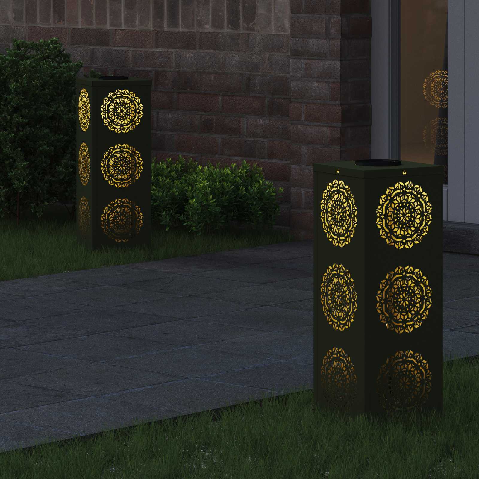 Solar LED Pad Licht 2 st Warmwit 18 x 18 x 50 cm