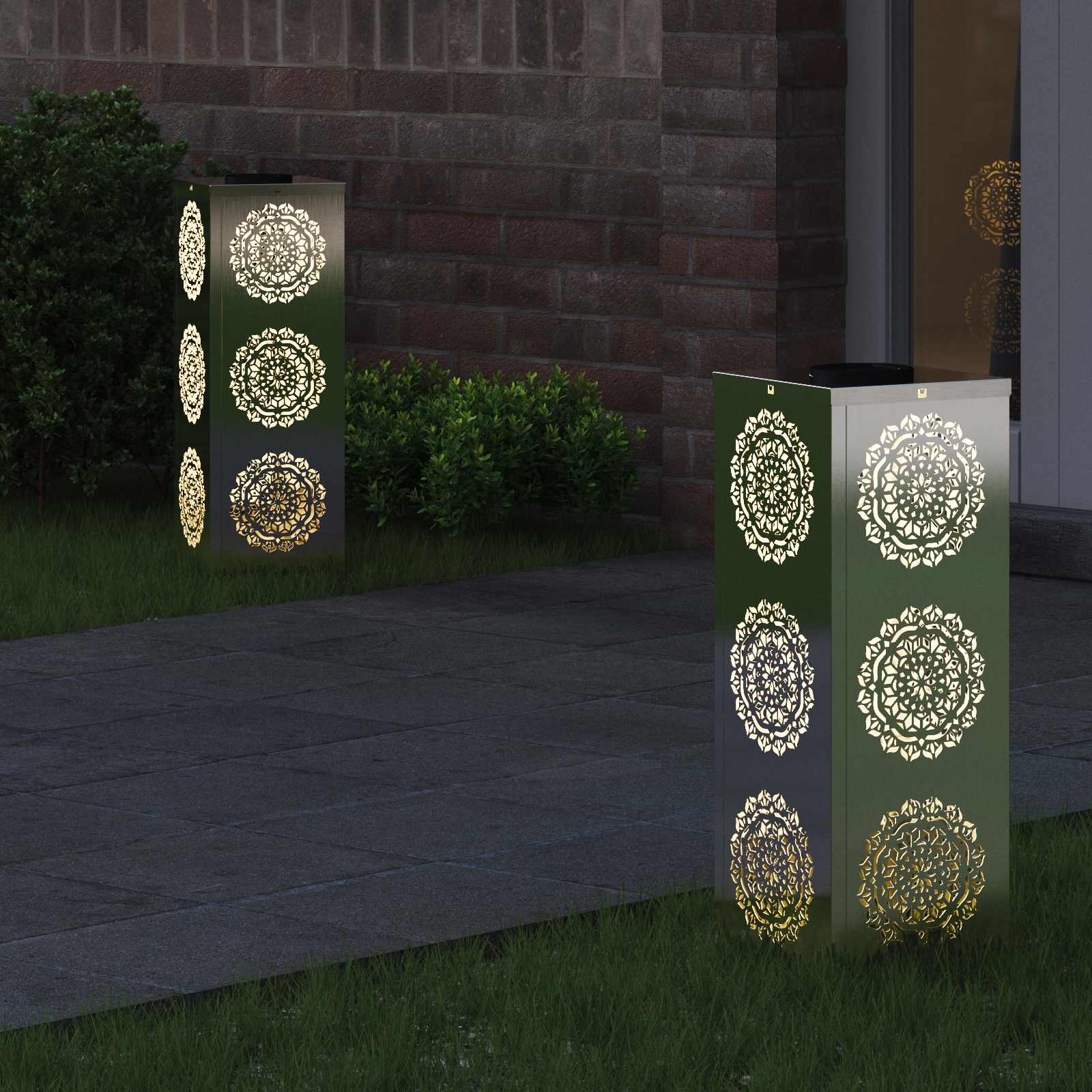Solar LED Pad Licht 2 st Warmwit 18 x 18 x 50 cm
