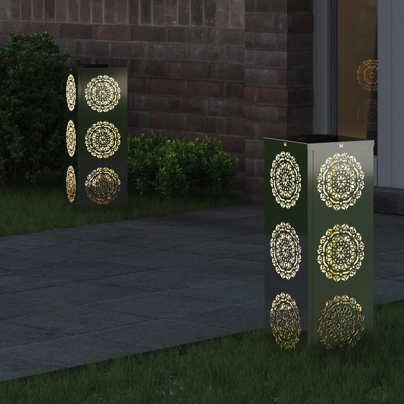 Solar LED Pad Licht 2 st Warmwit 18 x 18 x 50 cm