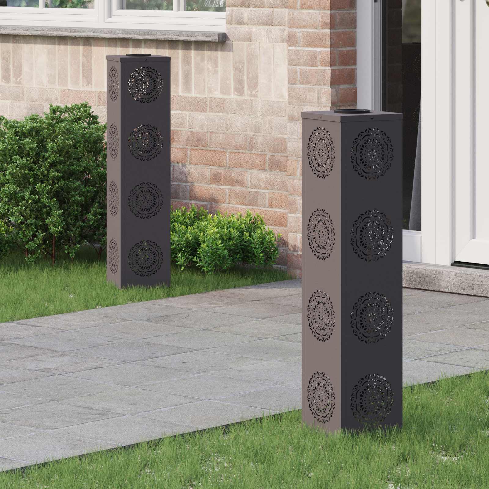 Solar LED Pad Licht 2 st Warmwit 18 x 18 x 80 cm