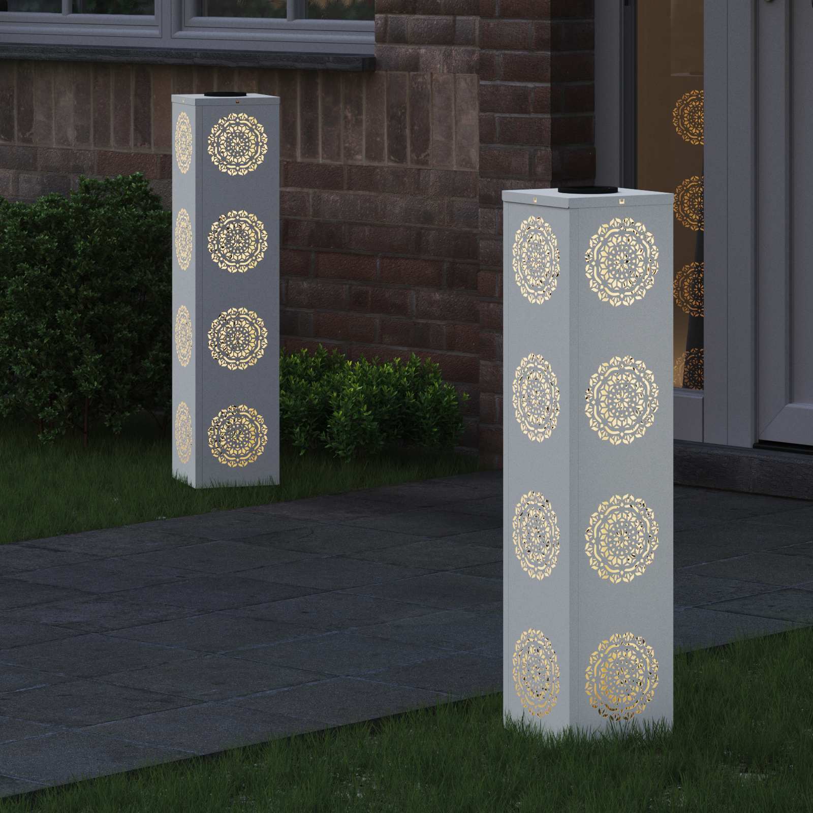Solar LED Pad Licht 2 st Warmwit 18 x 18 x 80 cm