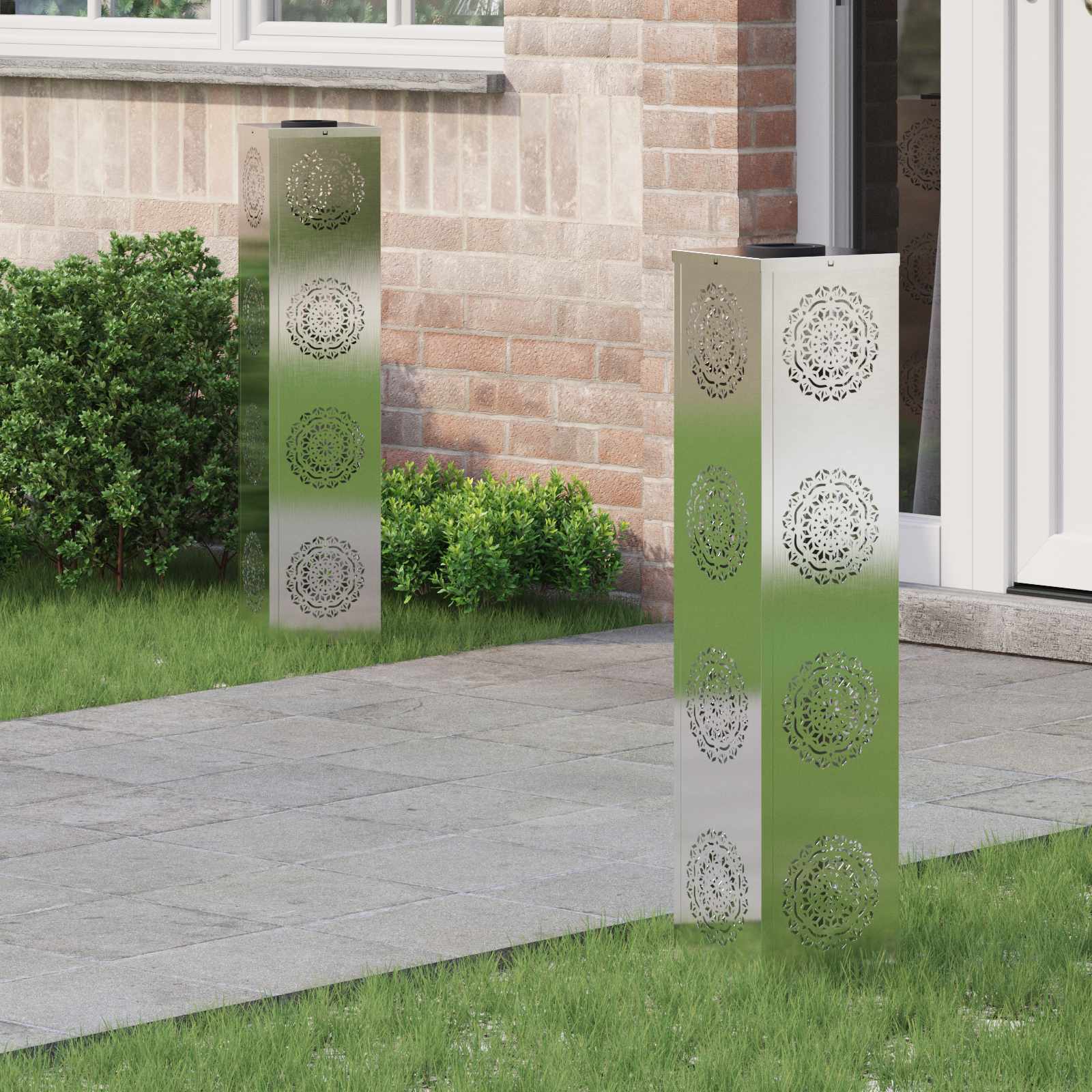 Solar LED Pad Licht 2 st Warmwit 18 x 18 x 80 cm