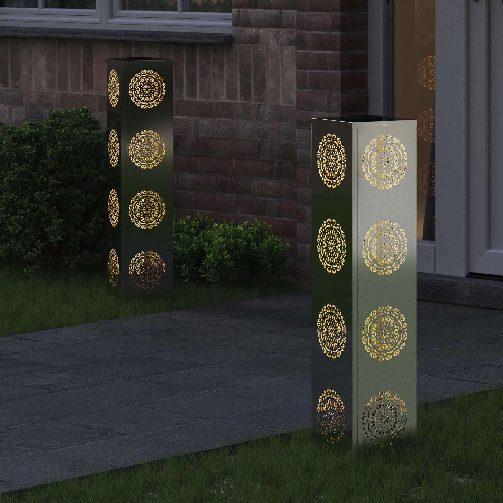 Solar LED Pad Licht 2 st Warmwit 18 x 18 x 80 cm