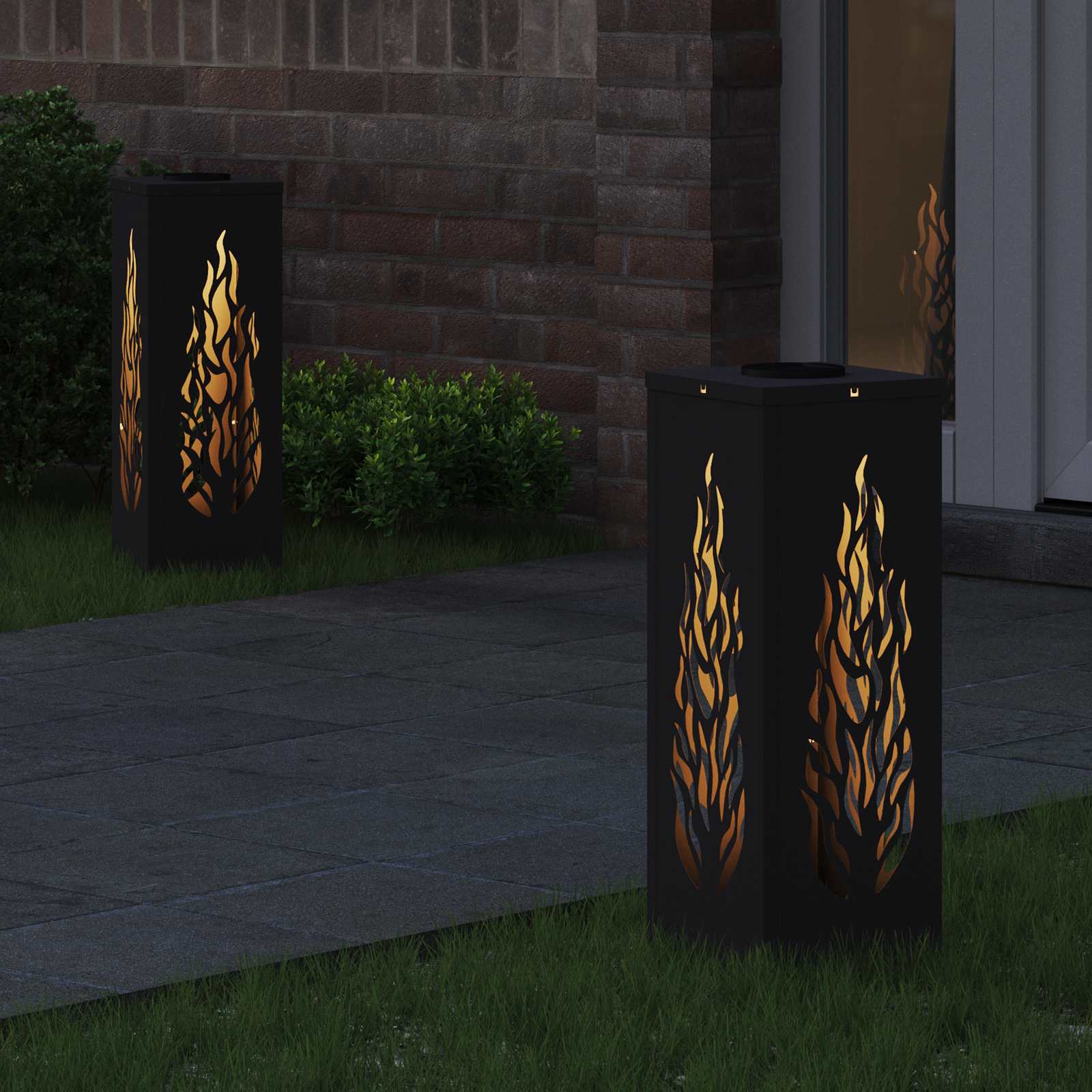 Solar LED Pad Licht 2 st Warmwit 18 x 18 x 50 cm