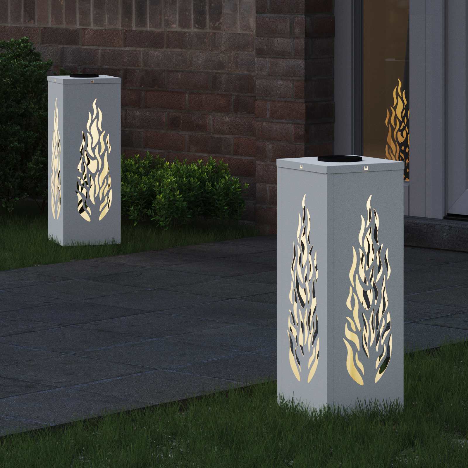 Solar LED Pad Licht 2 st Warmwit 18 x 18 x 50 cm