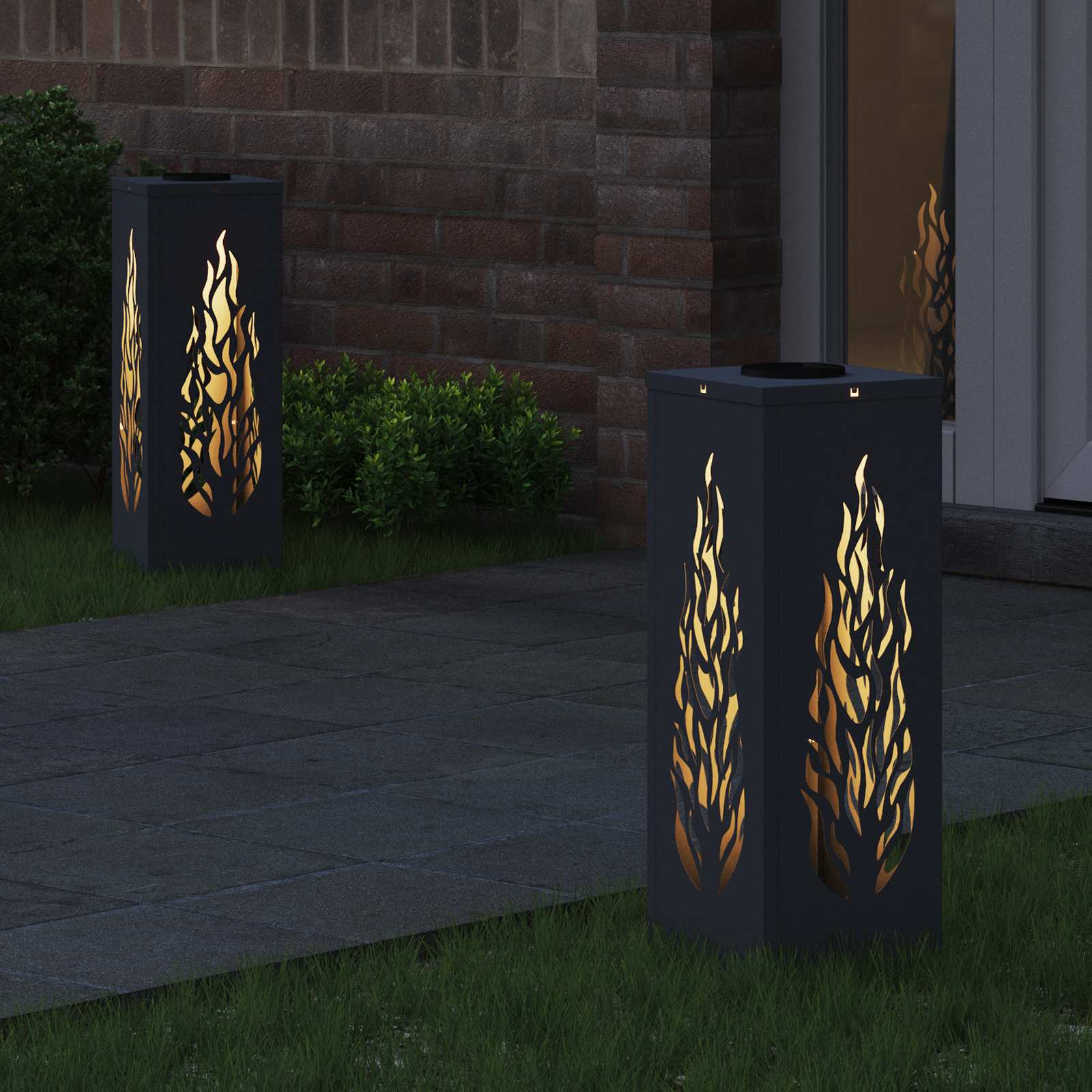 Solar LED Pad Licht 2 st Warmwit 18 x 18 x 50 cm