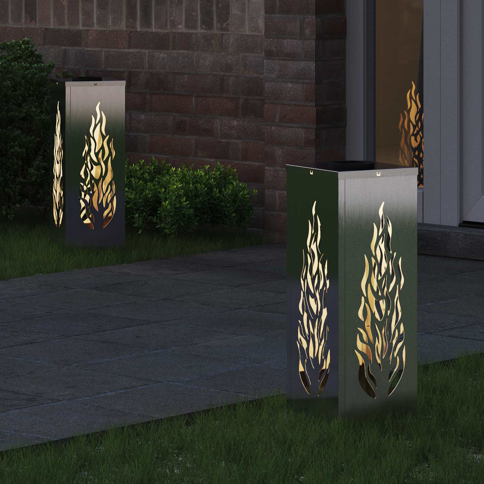 Solar LED Pad Licht 2 st Warmwit 18 x 18 x 50 cm