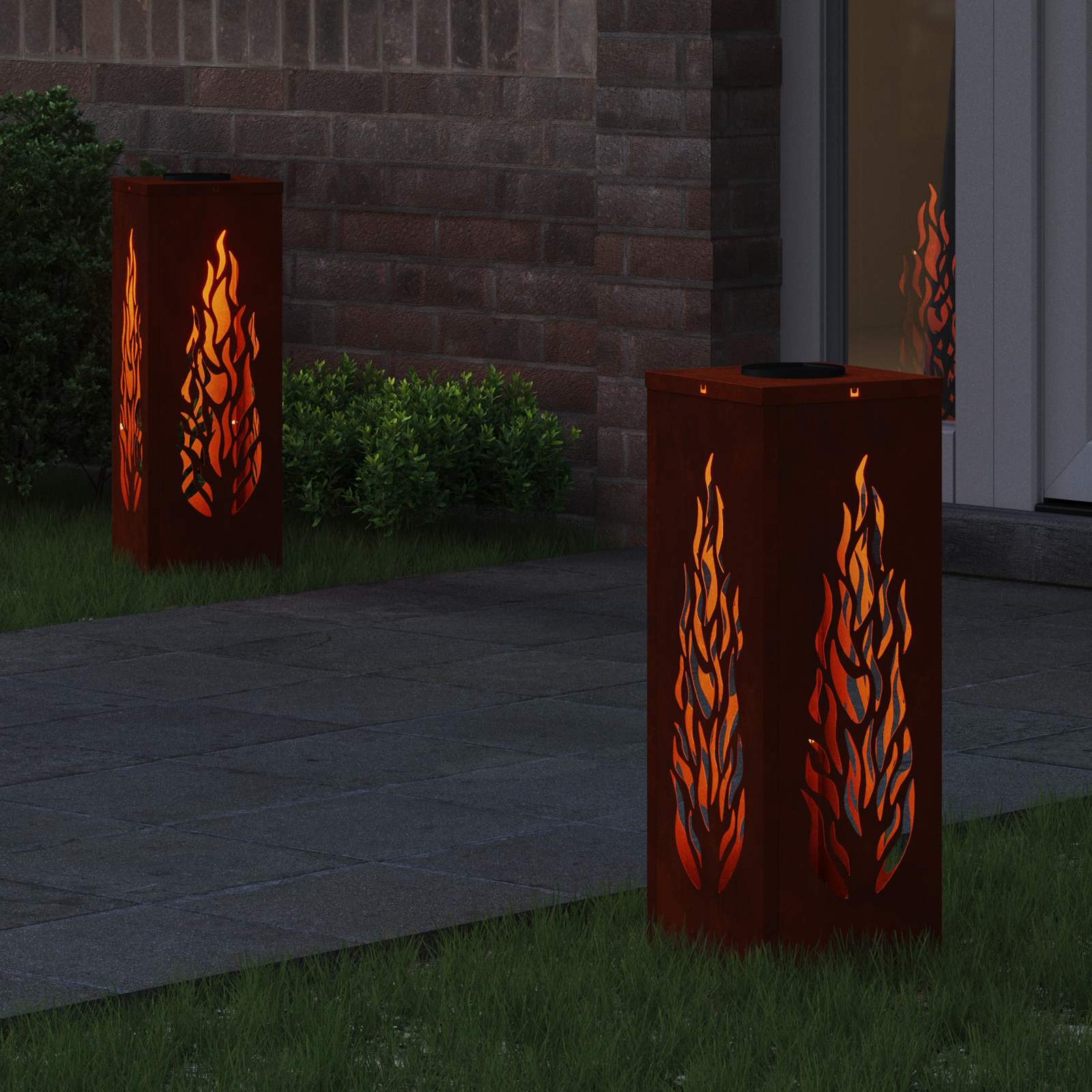 Solar LED Pad Licht 2 st Warmwit 18 x 18 x 50 cm
