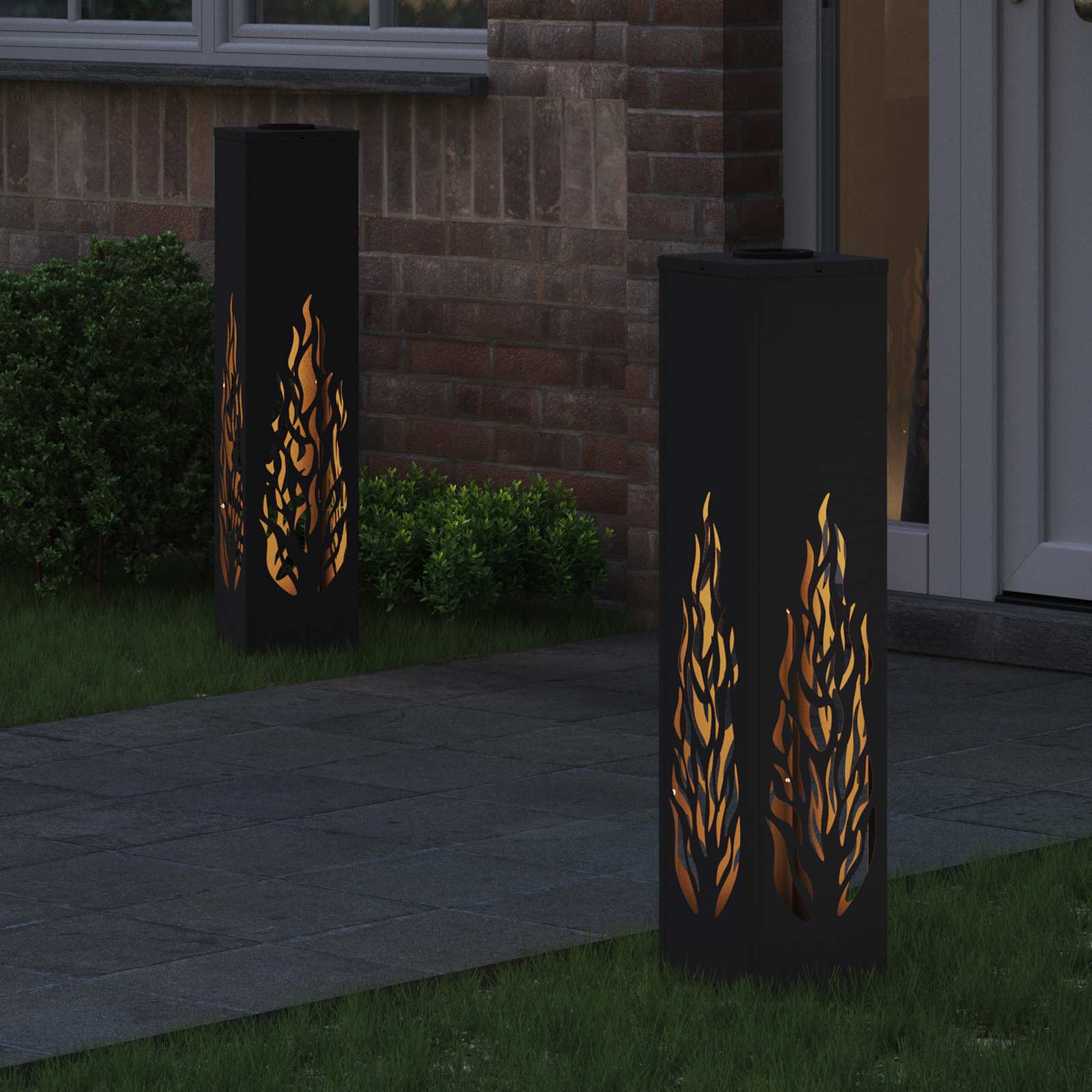 Solar LED Pad Licht 2 st Warmwit 18 x 18 x 80 cm