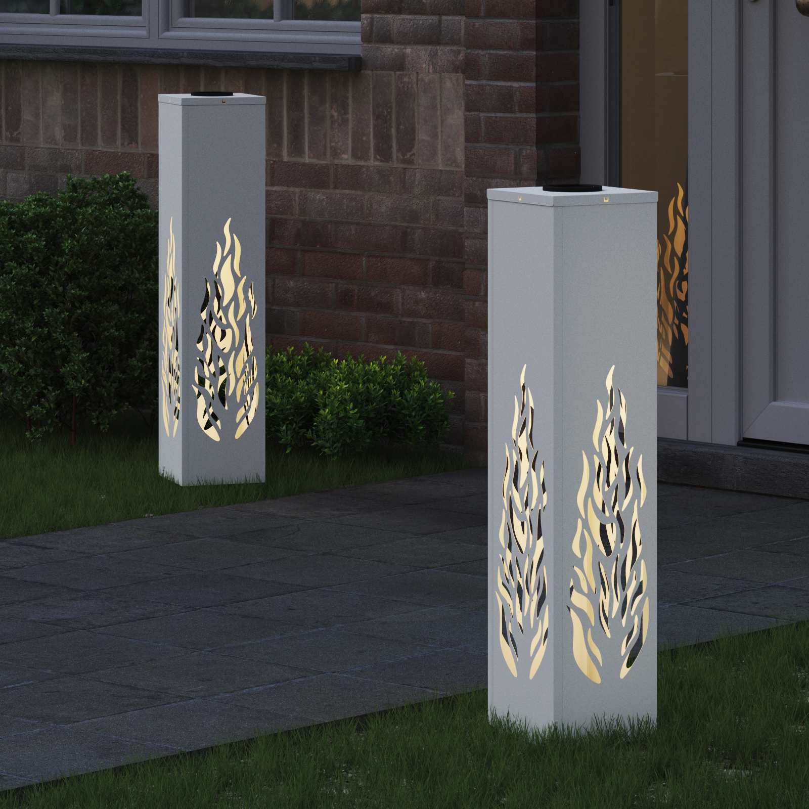 Solar LED Pad Licht 2 st Warmwit 18 x 18 x 80 cm