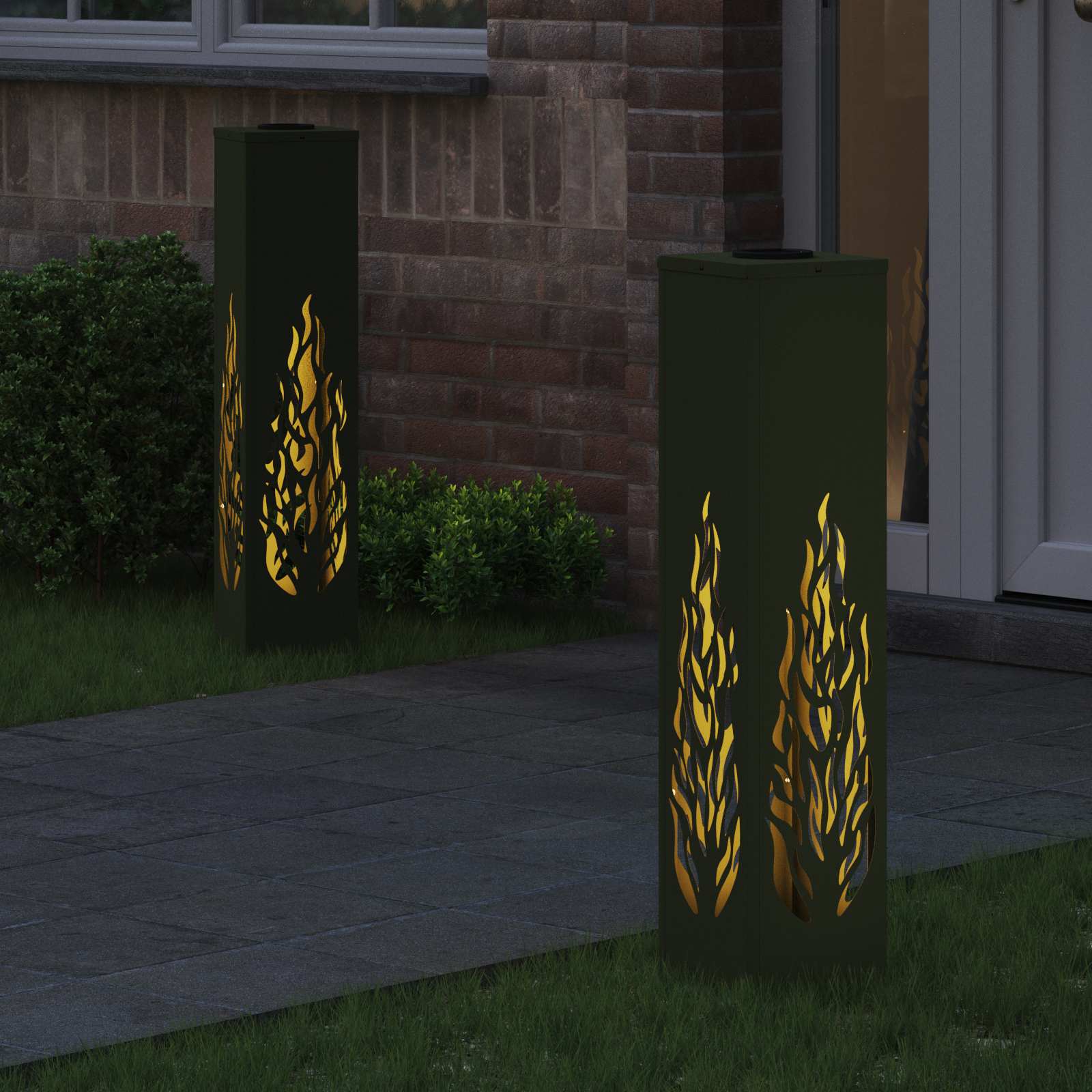 Solar LED Pad Licht 2 st Warmwit 18 x 18 x 80 cm