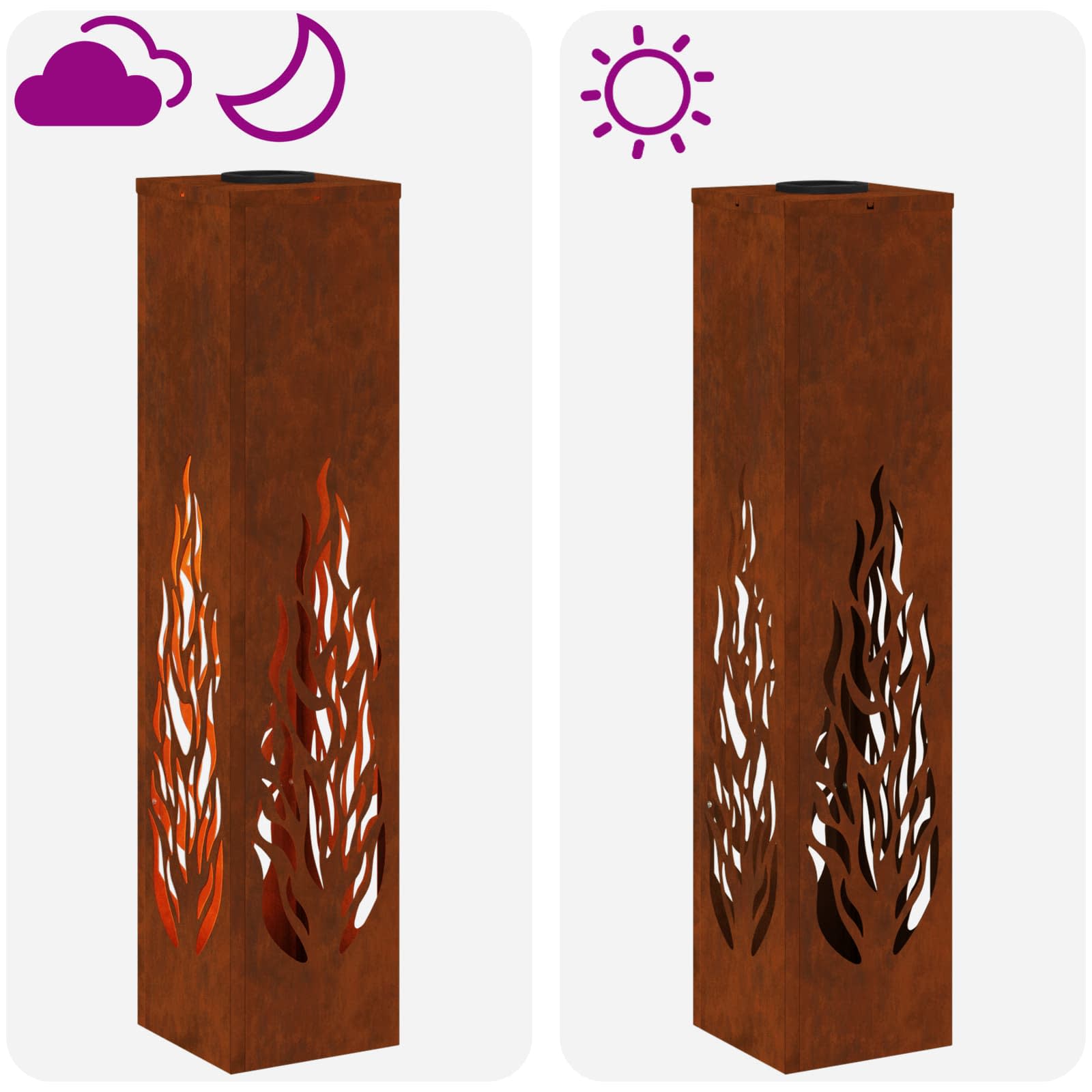 Solar LED Pad Licht 2 st Warmwit 18 x 18 x 80 cm weervast staal