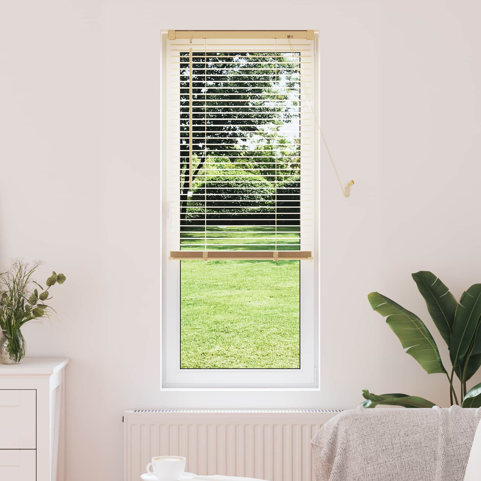 Venetiaanse jaloezie Lichtbruin met Patroon 150 x 40 cm 25 mm