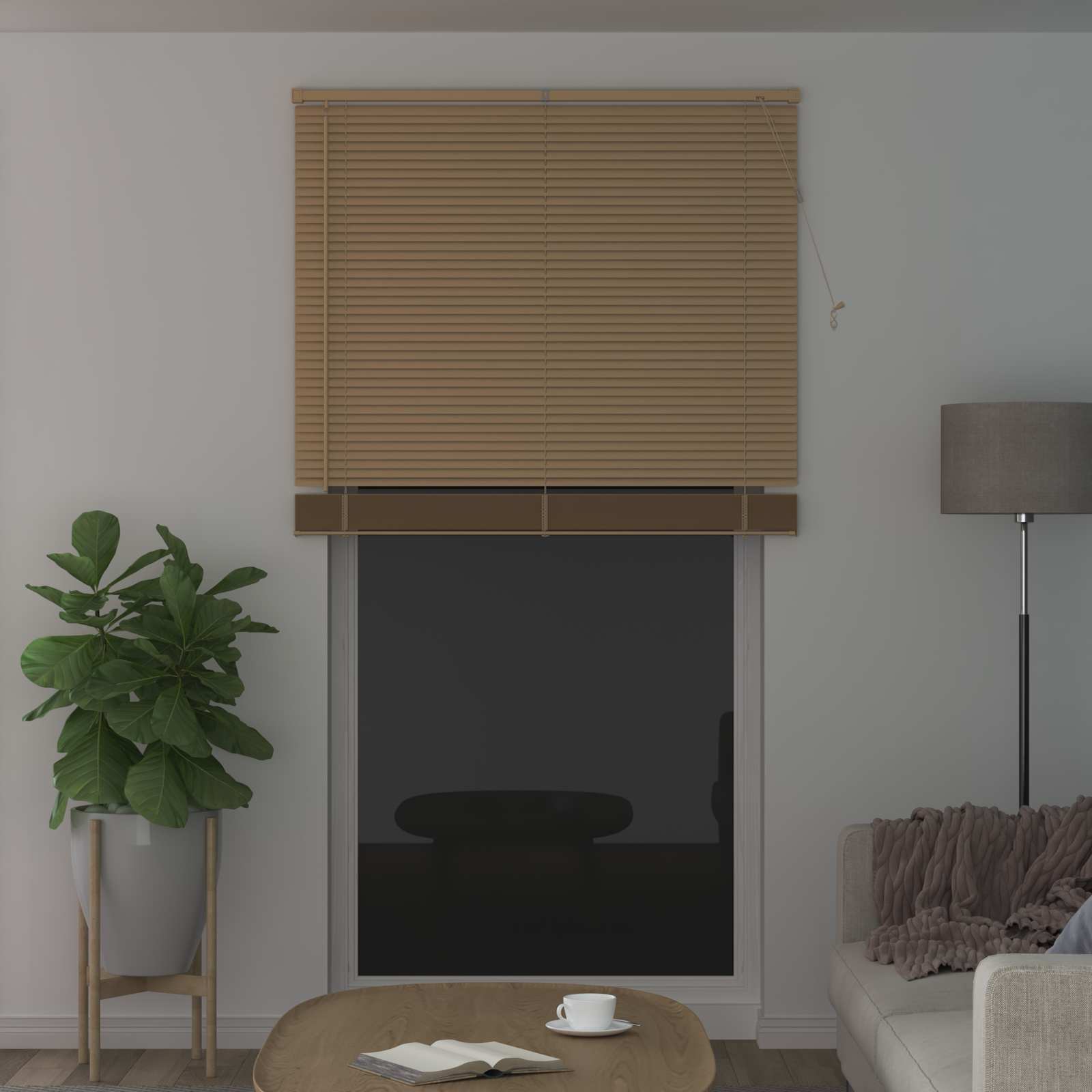 Venetiaanse jaloezie Lichtbruin met Patroon 213 x 120 cm 25 mm
