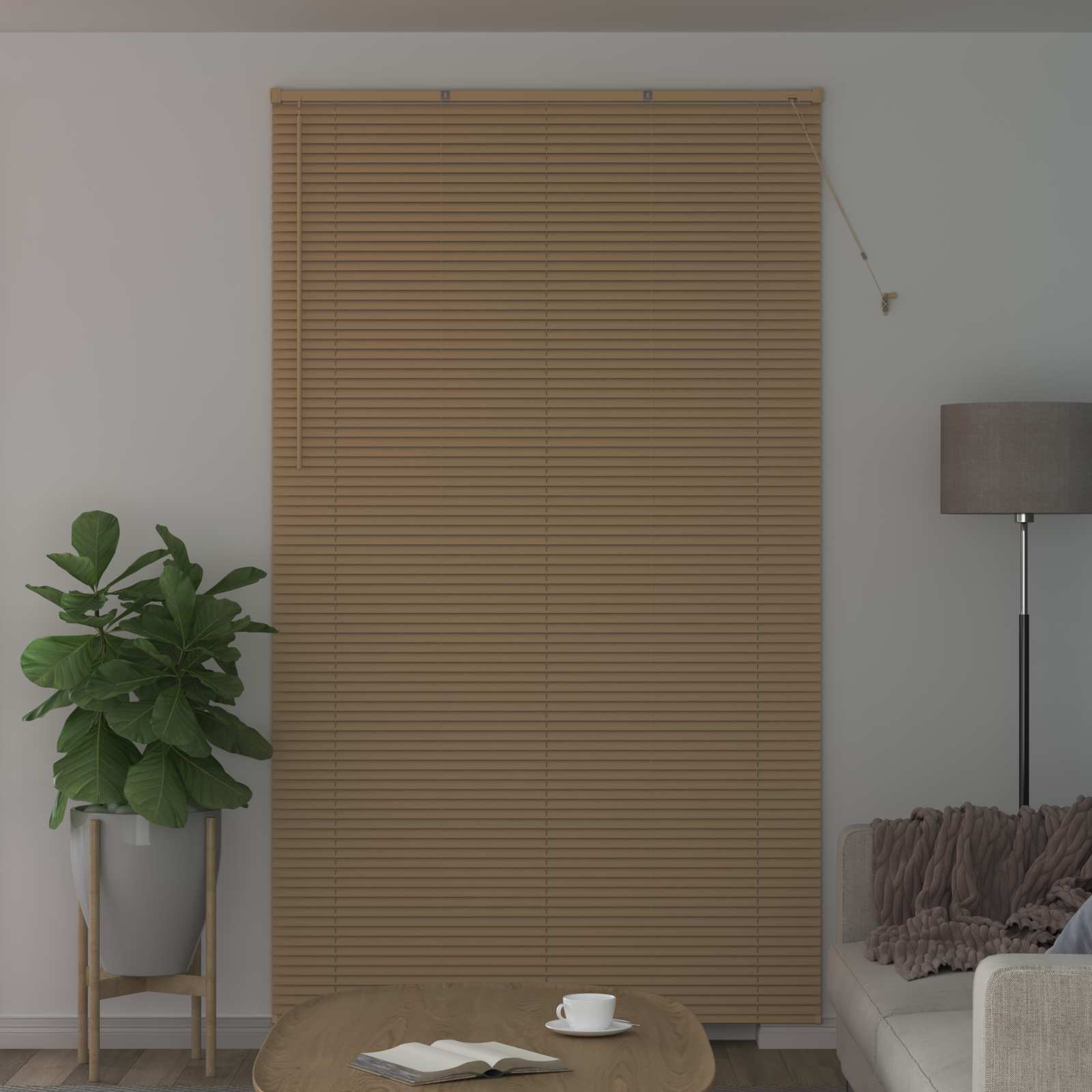 Venetiaanse jaloezie Lichtbruin met Patroon 213 x 150 cm 25 mm