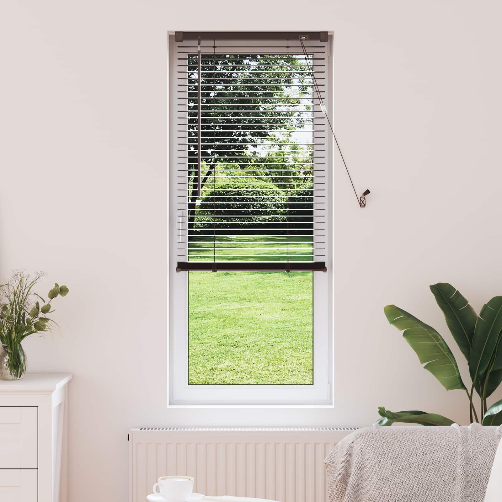 Venetiaanse jaloezie Donkerbruin met Patroon 150 x 60 cm 25 mm