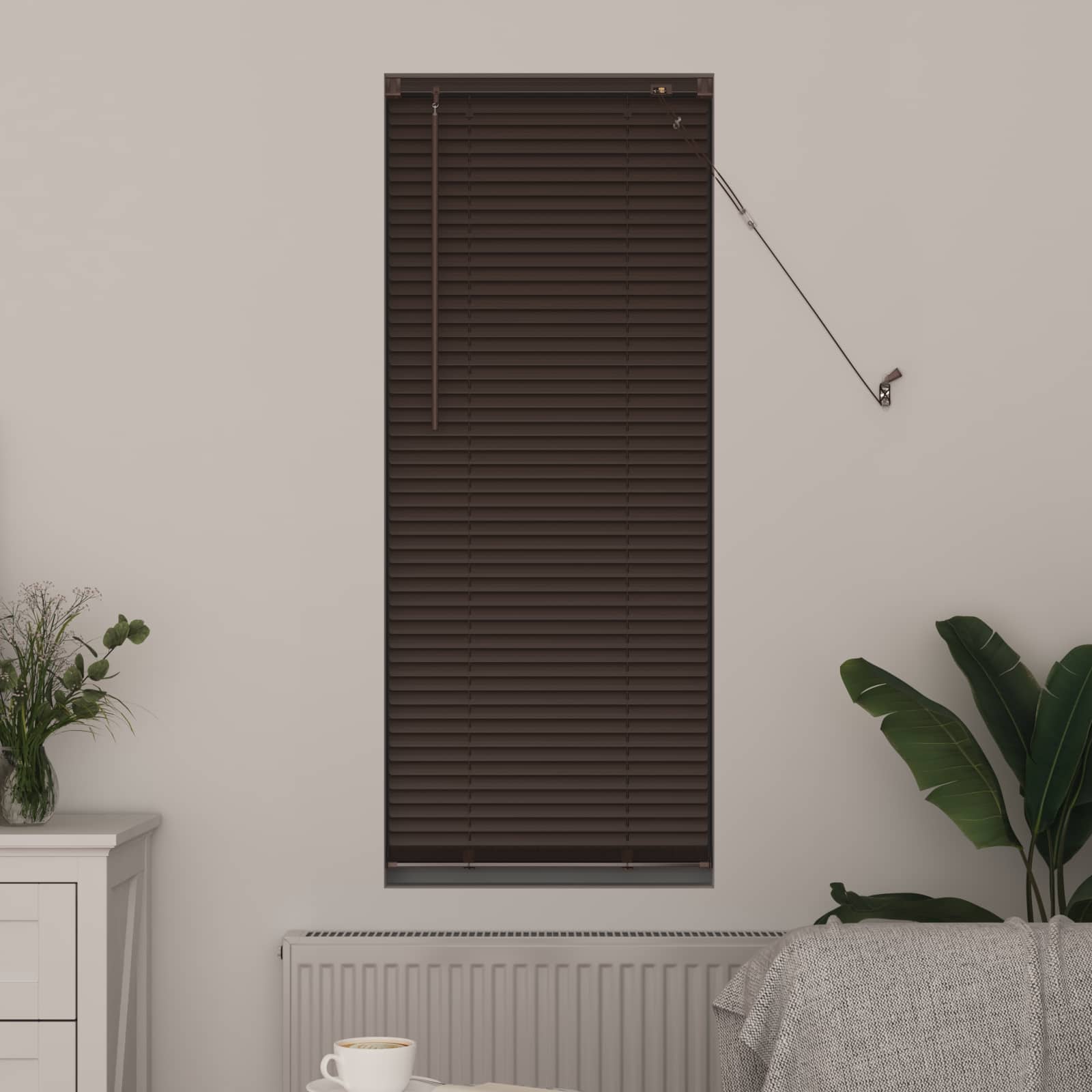 Venetiaanse jaloezie Donkerbruin met Patroon 150 x 60 cm 25 mm