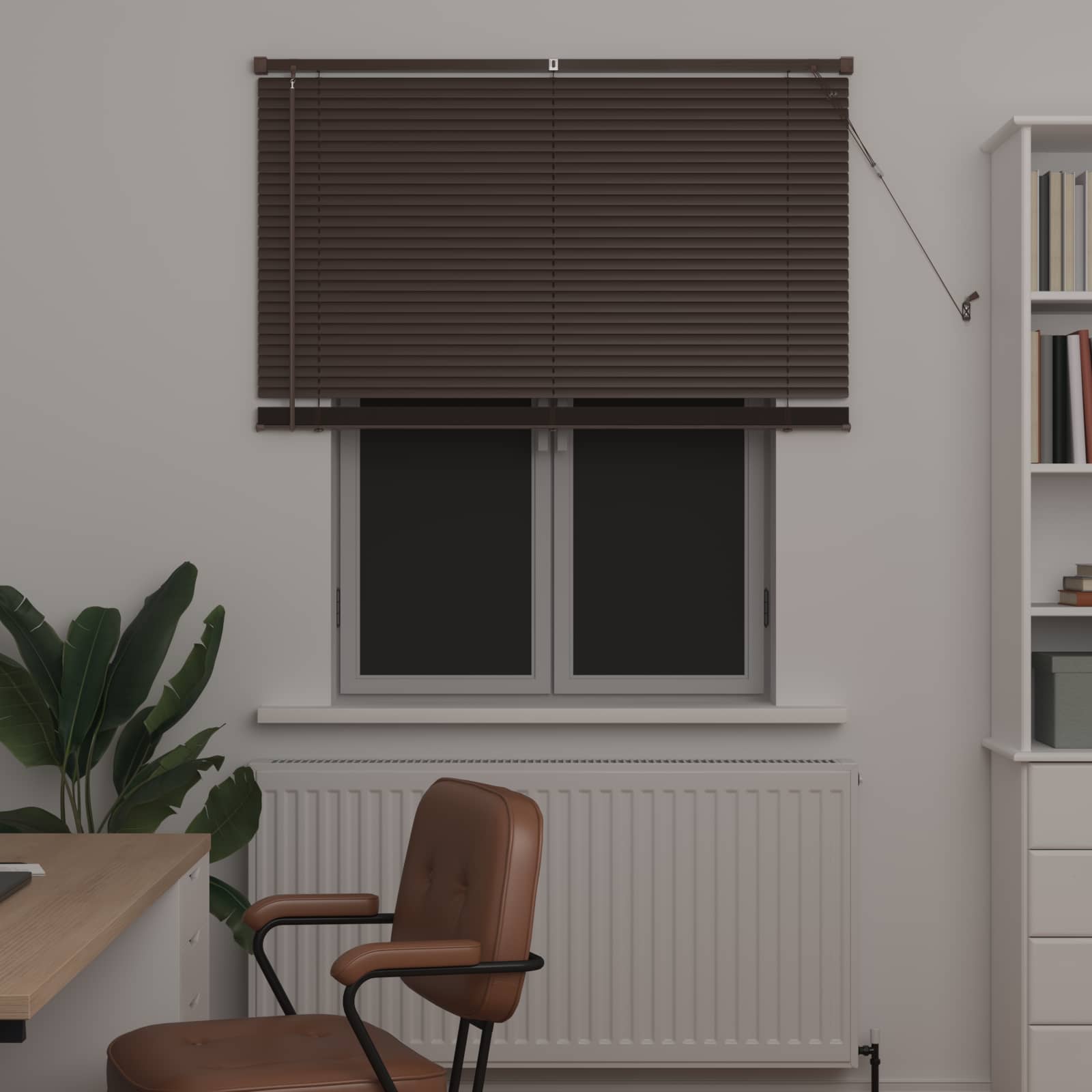 Venetiaanse jaloezie Donkerbruin met Patroon 150 x 120 cm 25 mm