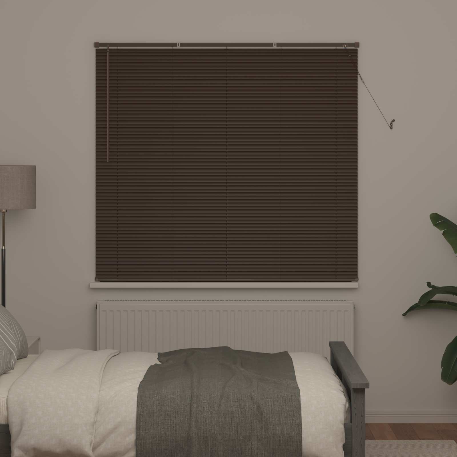 Venetiaanse jaloezie Donkerbruin met Patroon 150 x 150 cm 25 mm