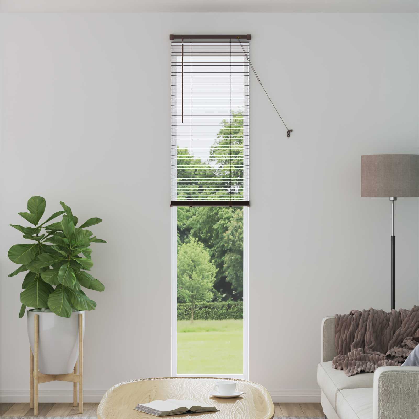 Venetiaanse jaloezie Donkerbruin met Patroon 213 x 50 cm 25 mm