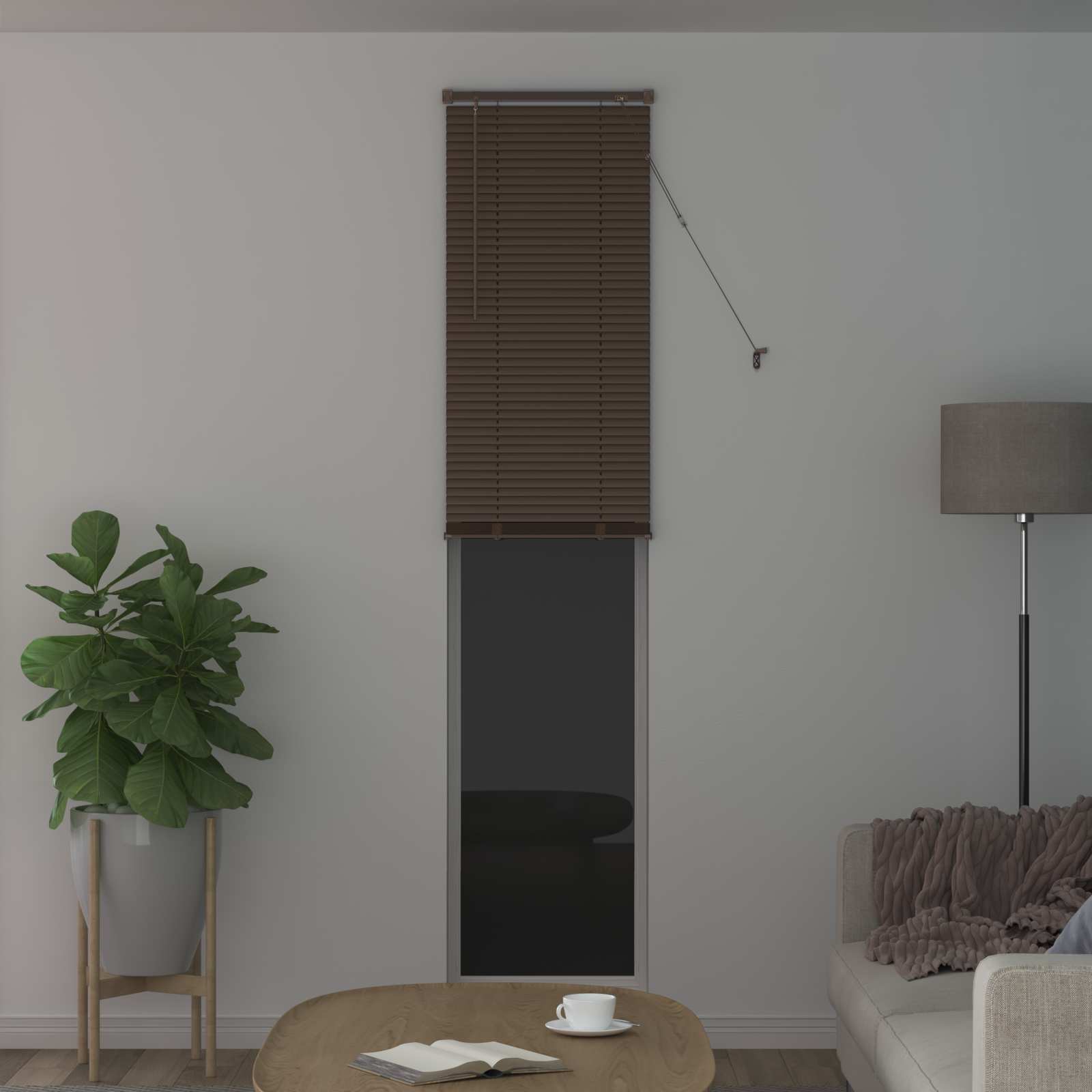 Venetiaanse jaloezie Donkerbruin met Patroon 213 x 50 cm 25 mm