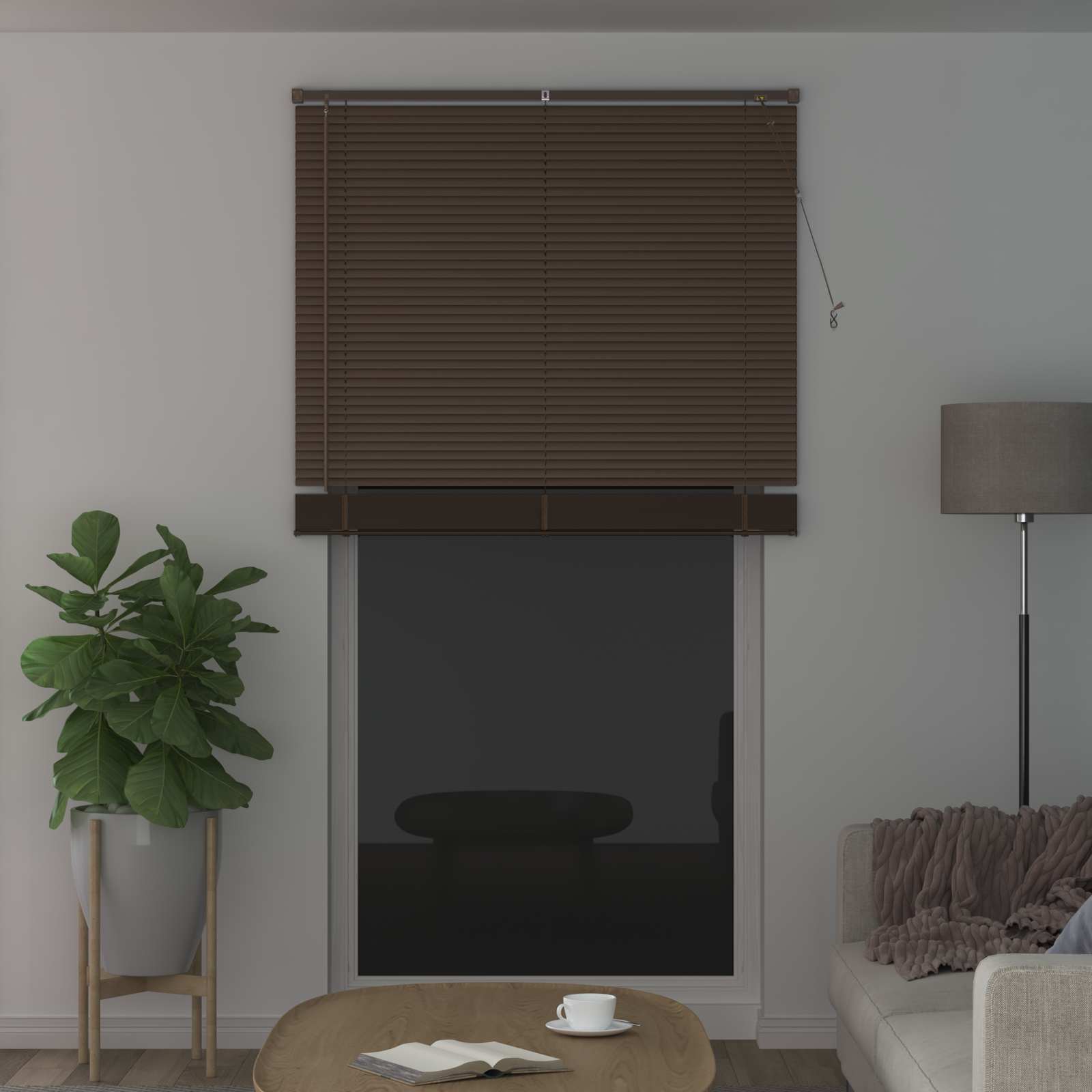 Venetiaanse jaloezie Donkerbruin met Patroon 213 x 110 cm 25 mm