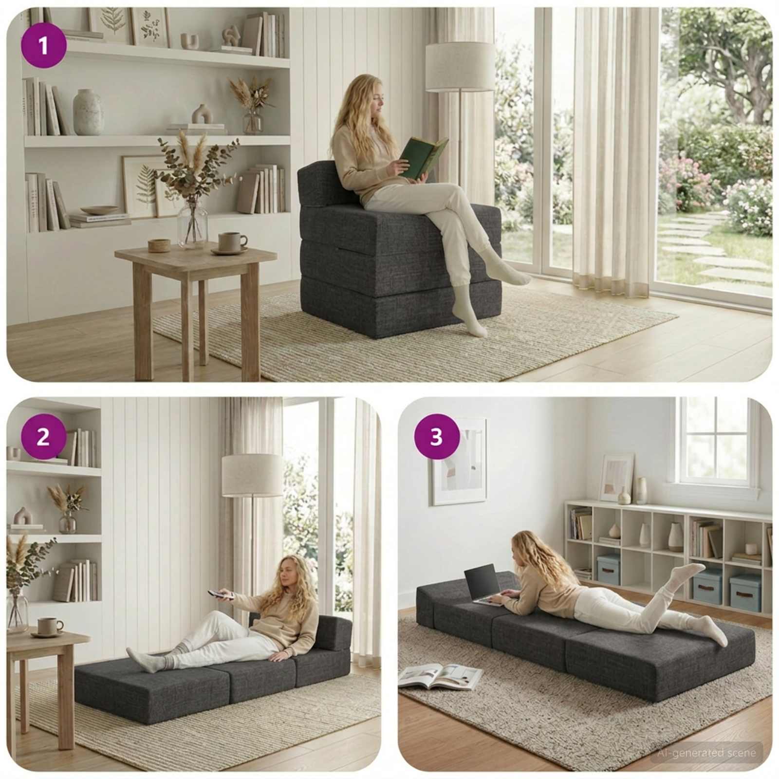 Vouwbare Bankbed Donkergrijs 200 x 70 x 15 cm Stof