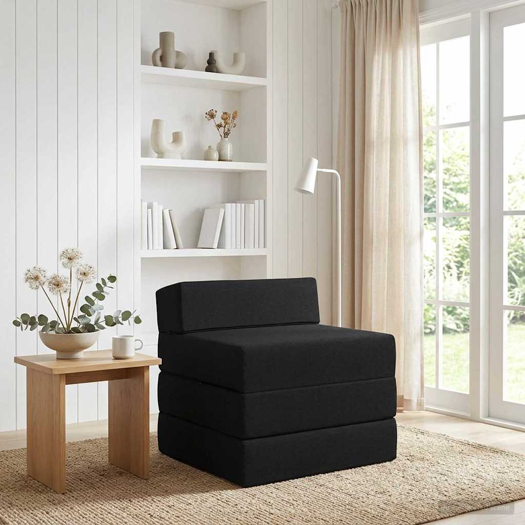 Vouwbare Bankbed Zwart 200 x 70 x 15 cm Stof