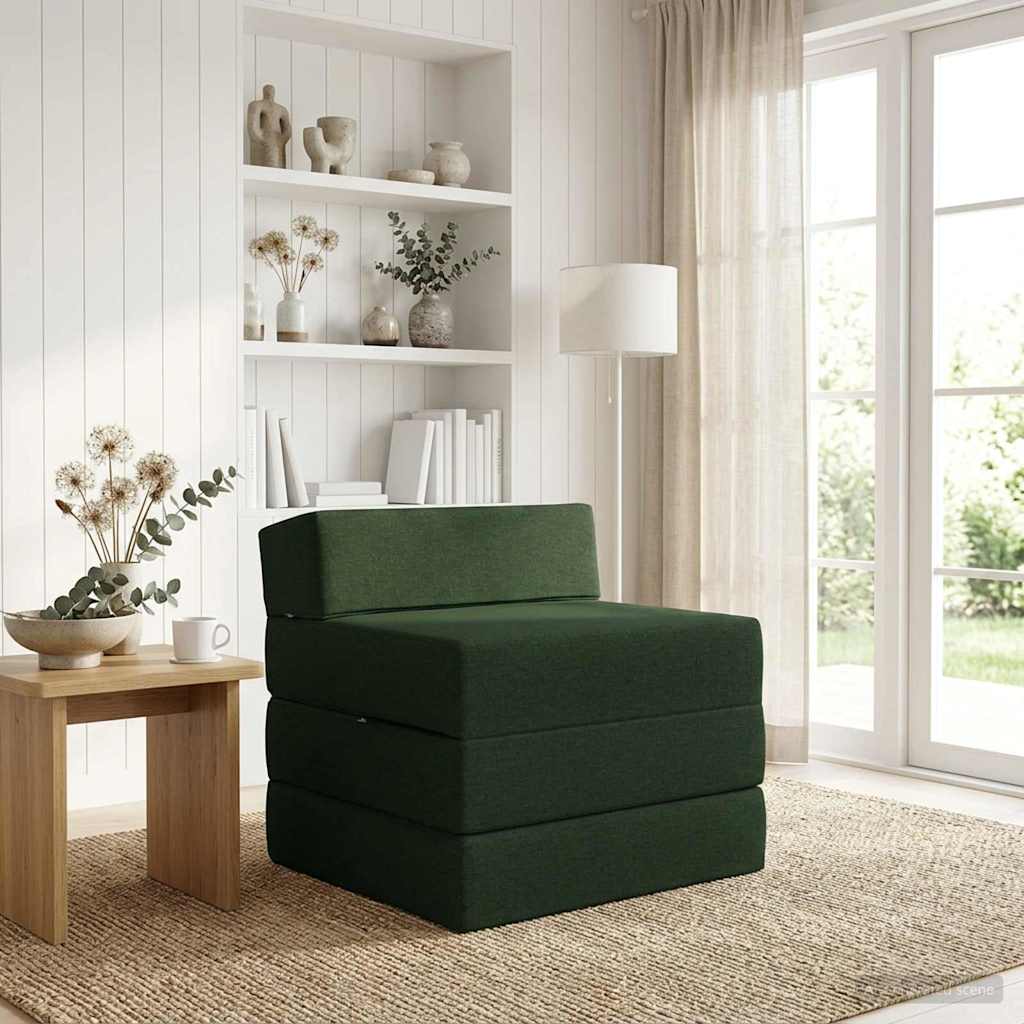 Vouwbare Bankbed Donkergroen 200 x 70 x 15 cm Stof