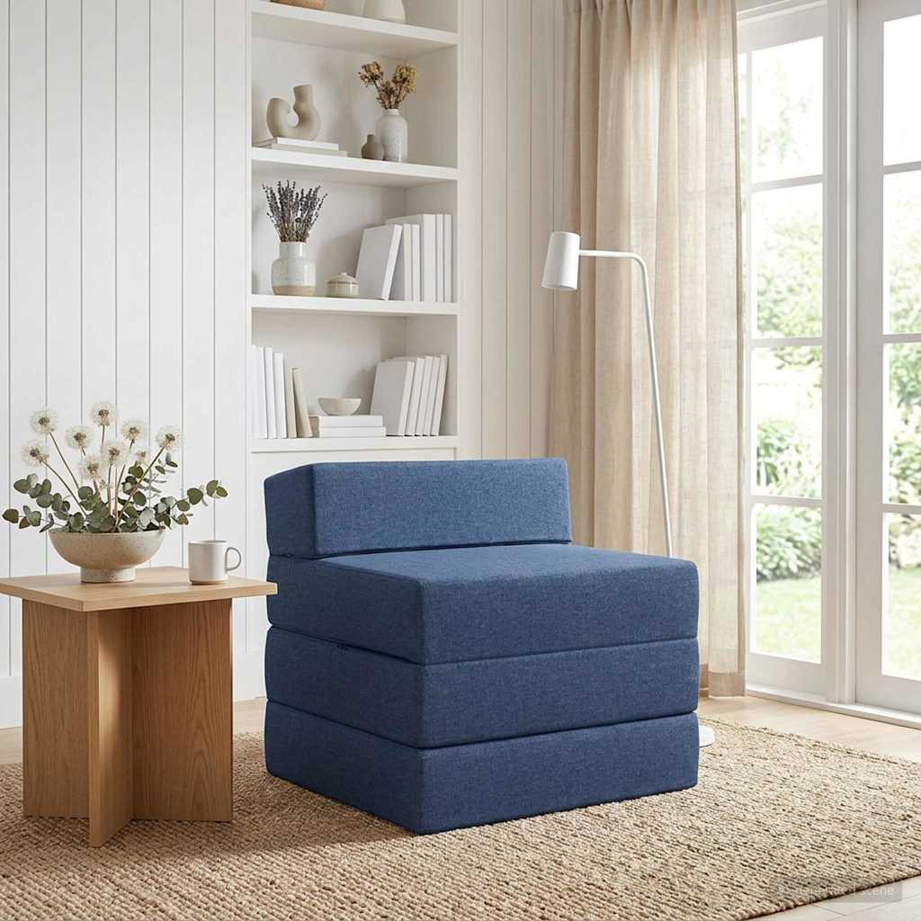 Vouwbare Bankbed Blauw 200 x 70 x 15 cm Stof